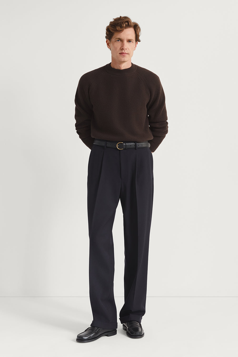 The Wool Gabardine Wide Pants Navy Blue