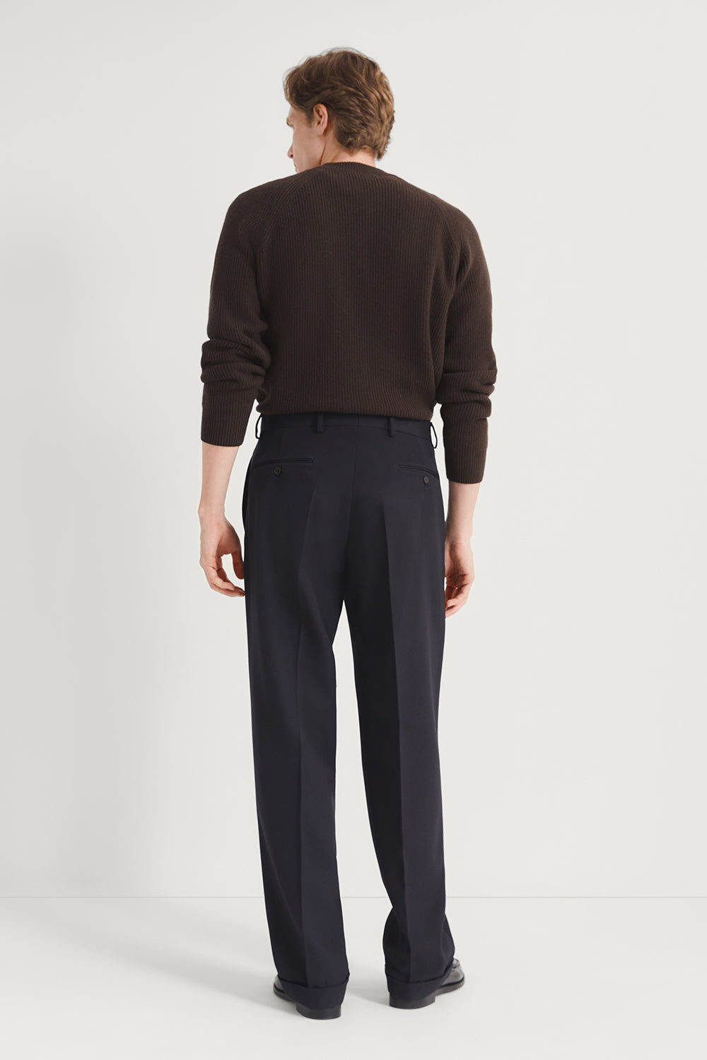 The Wool Gabardine Wide Pants Navy Blue