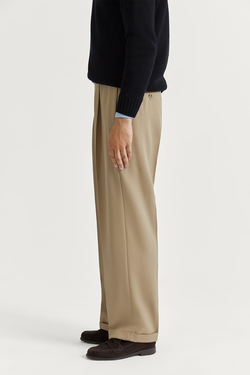 The Wool Gabardine Wide Pants Camel
