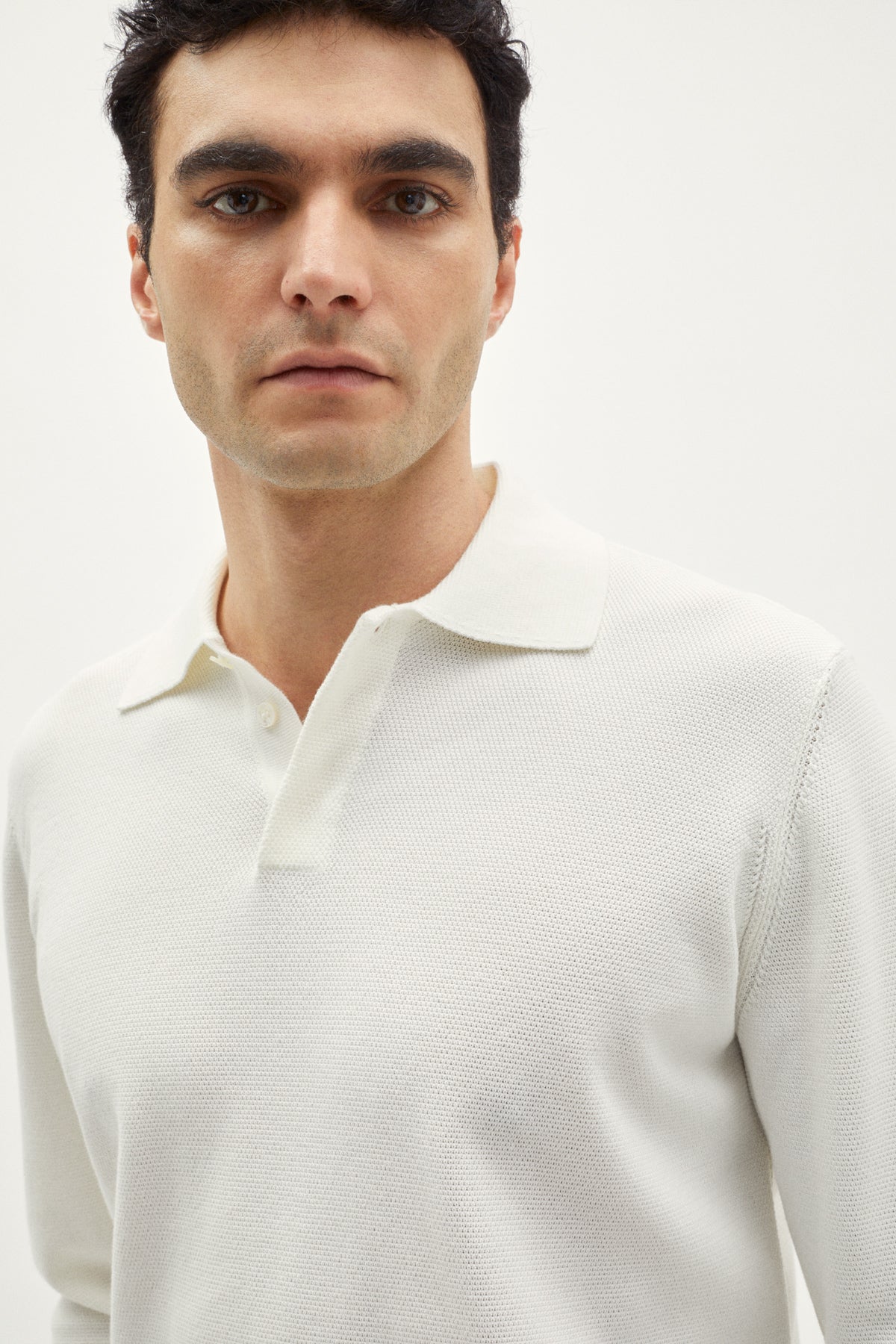 the organic cottone pique polo milk white