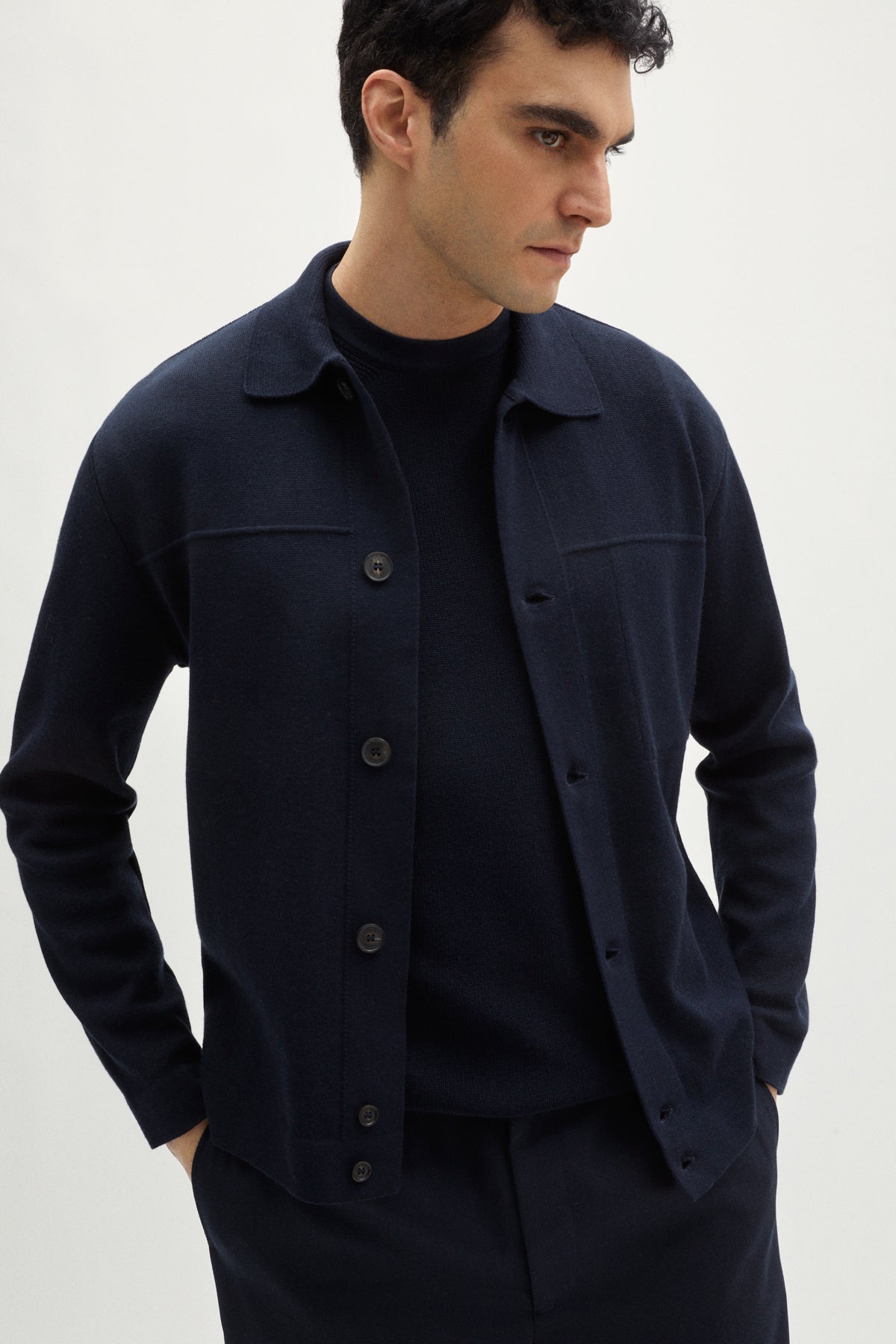 the organic cotton boxy jacket deep blue