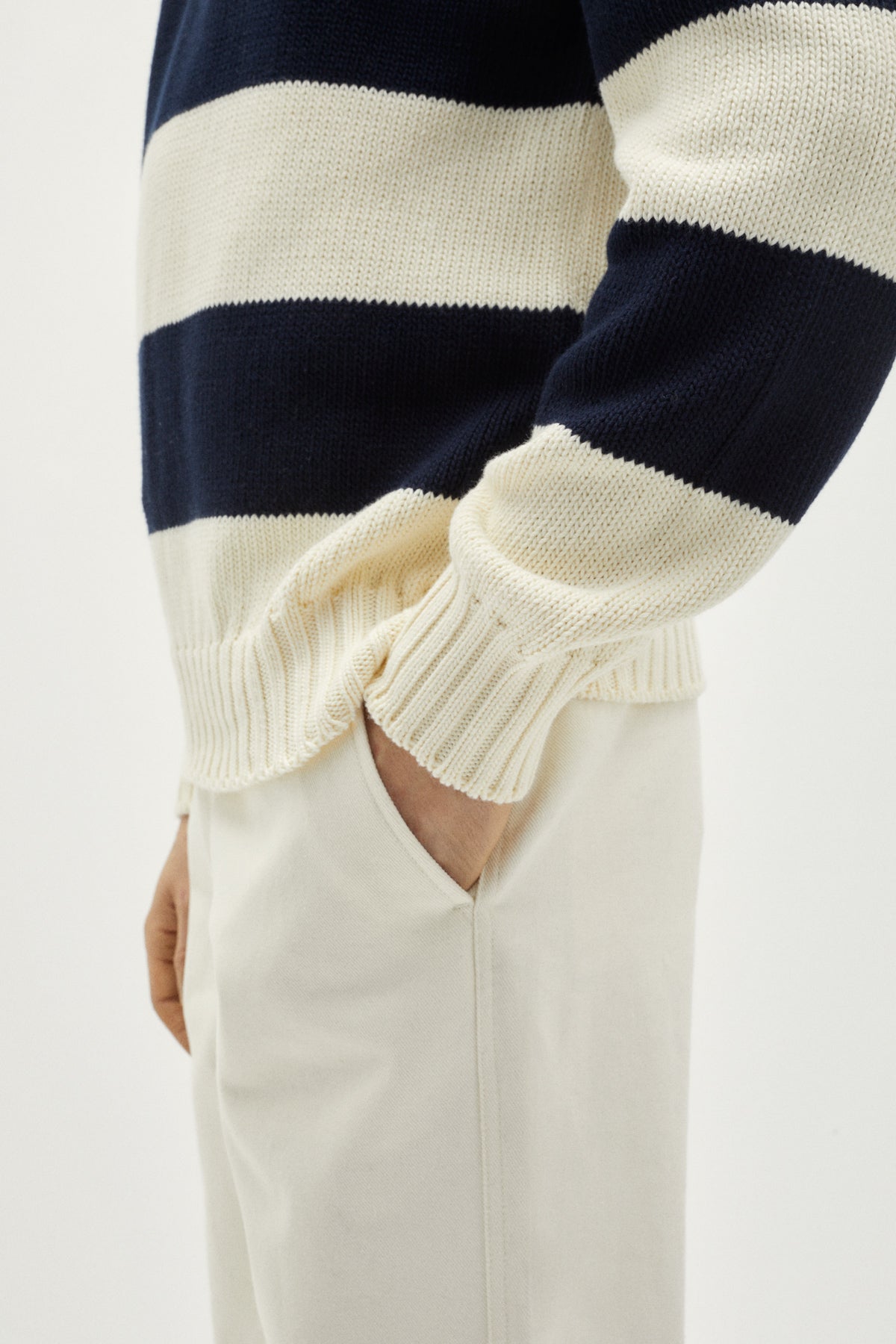 the organic cotton tricot sweater crewneck stripes