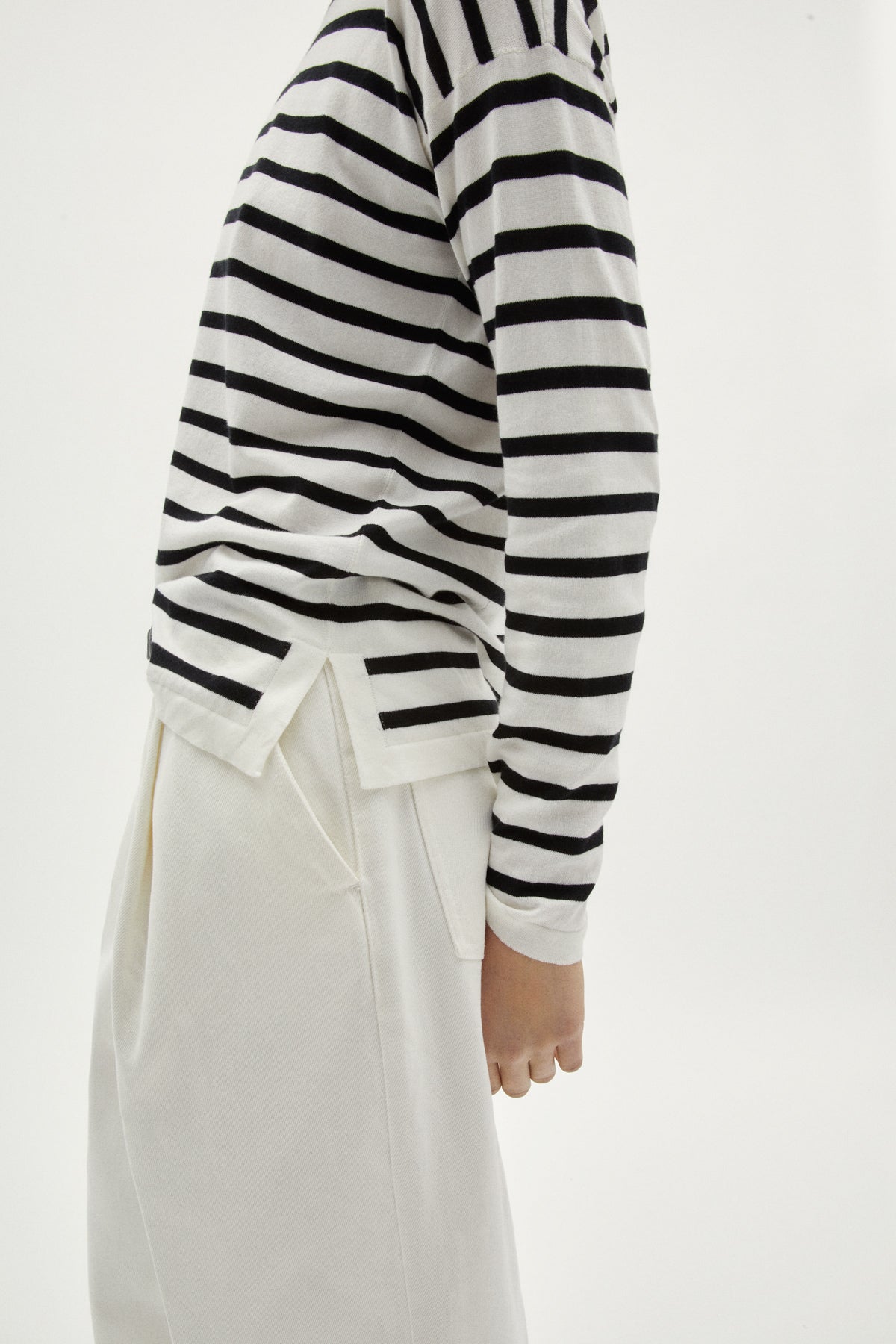 lightweight long sleeve t shirt in organic cotton stripes