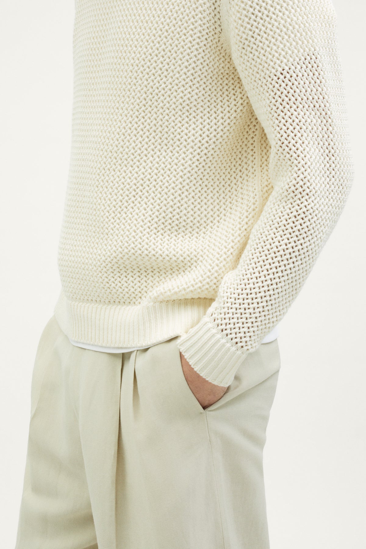 The Organic Cotton Open-Tricot Sweater milk white