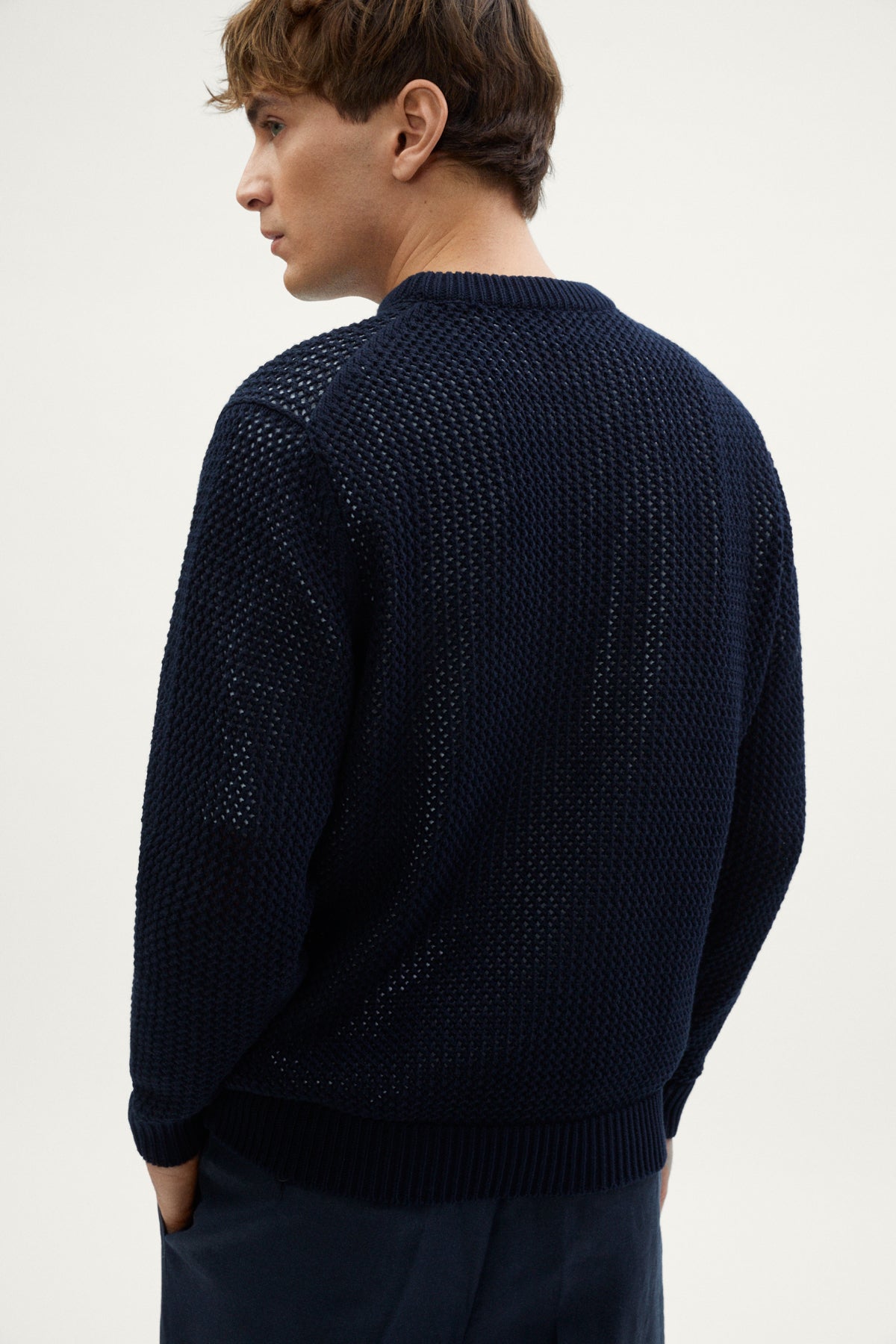 The Organic Cotton Open-Tricot Sweater deep blue