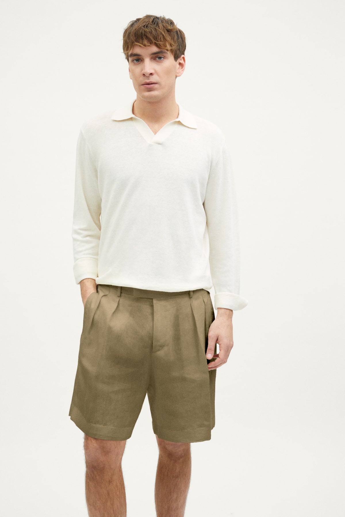 The Linen Twill Bermuda Shorts - green