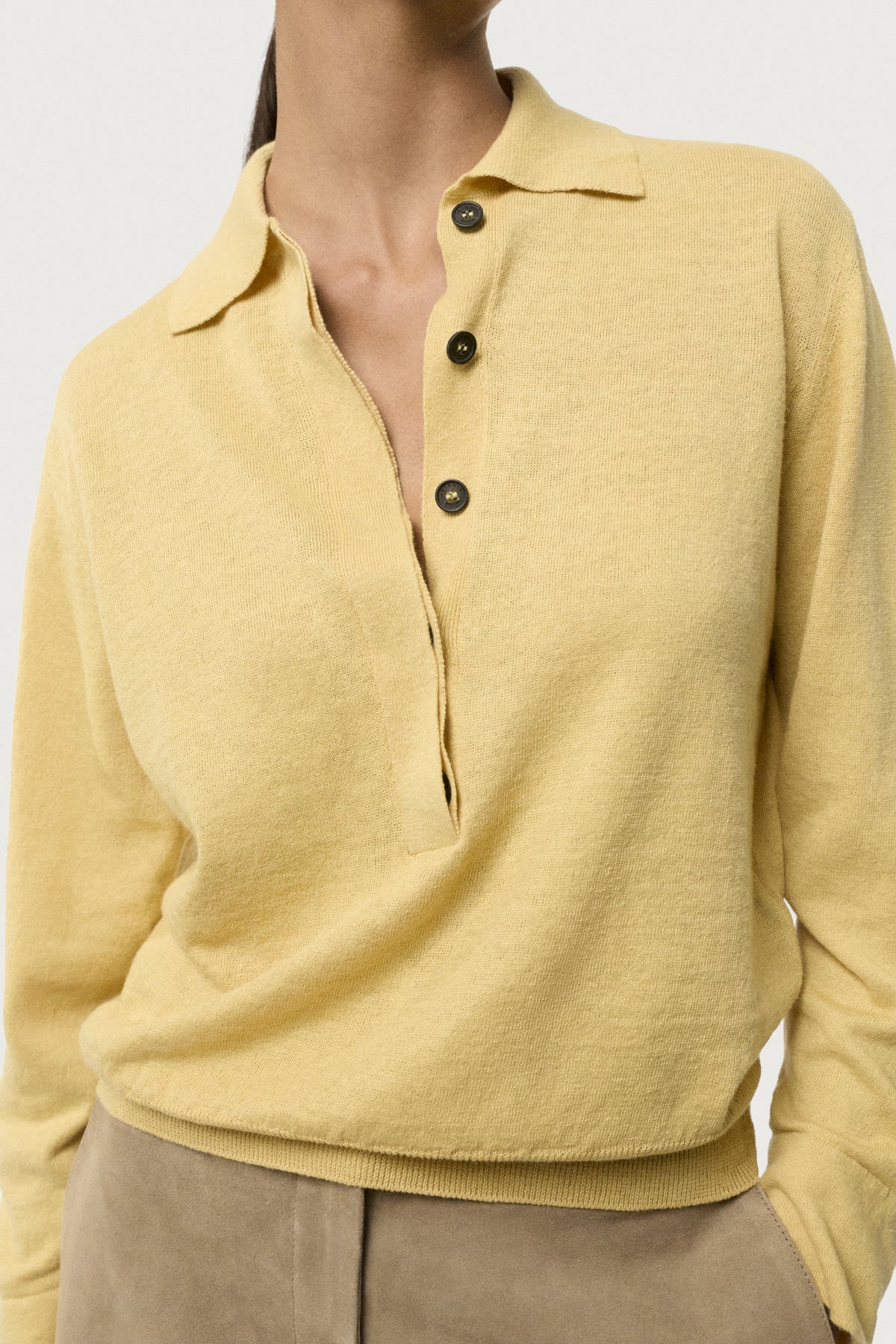 The Linen Cotton Vintage Long Sleeve Polo