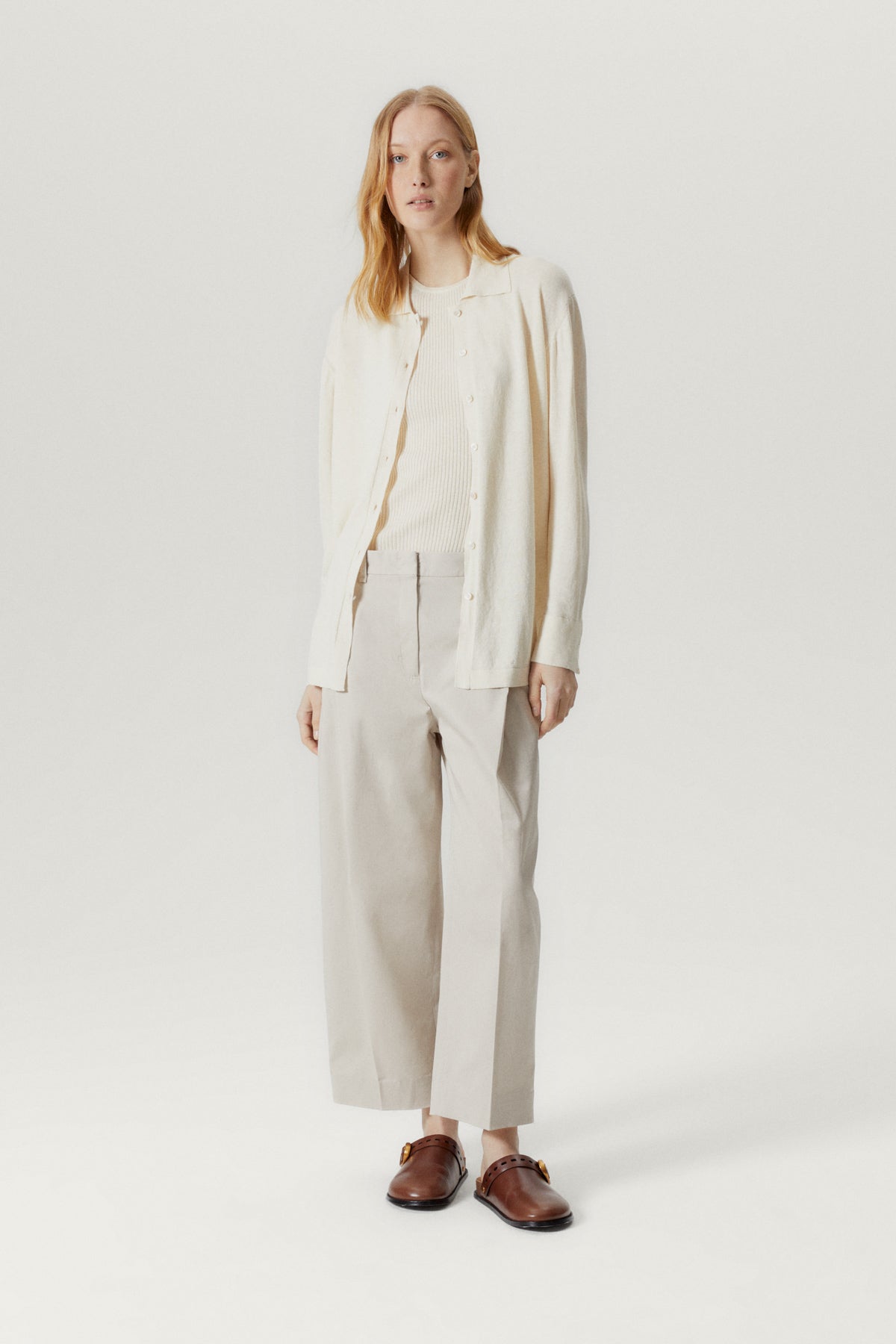 the linen cotton long sleeve shirt milk white