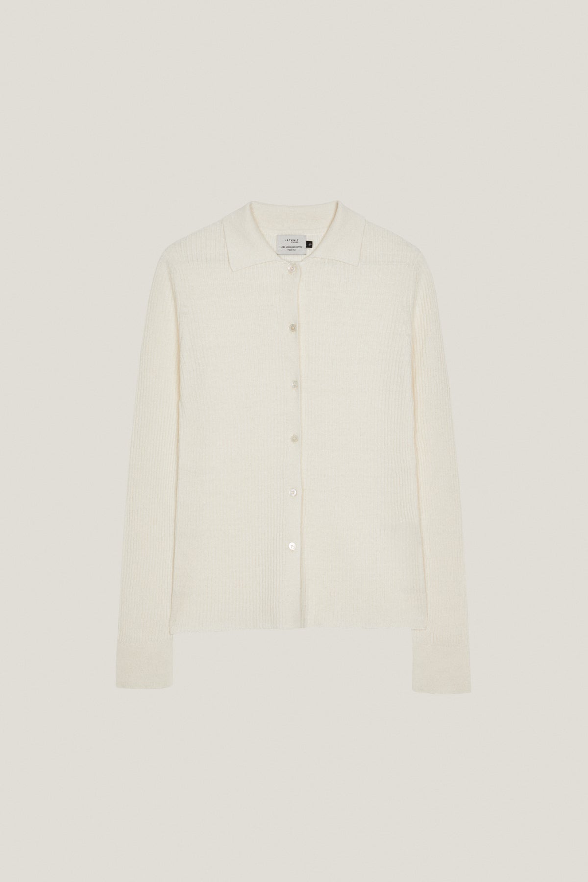 the linen cotton ribbed shirt milk white
