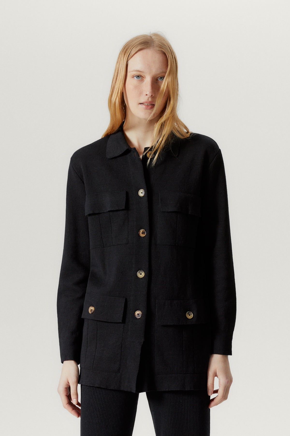 the linen cotton sahariana jacket black