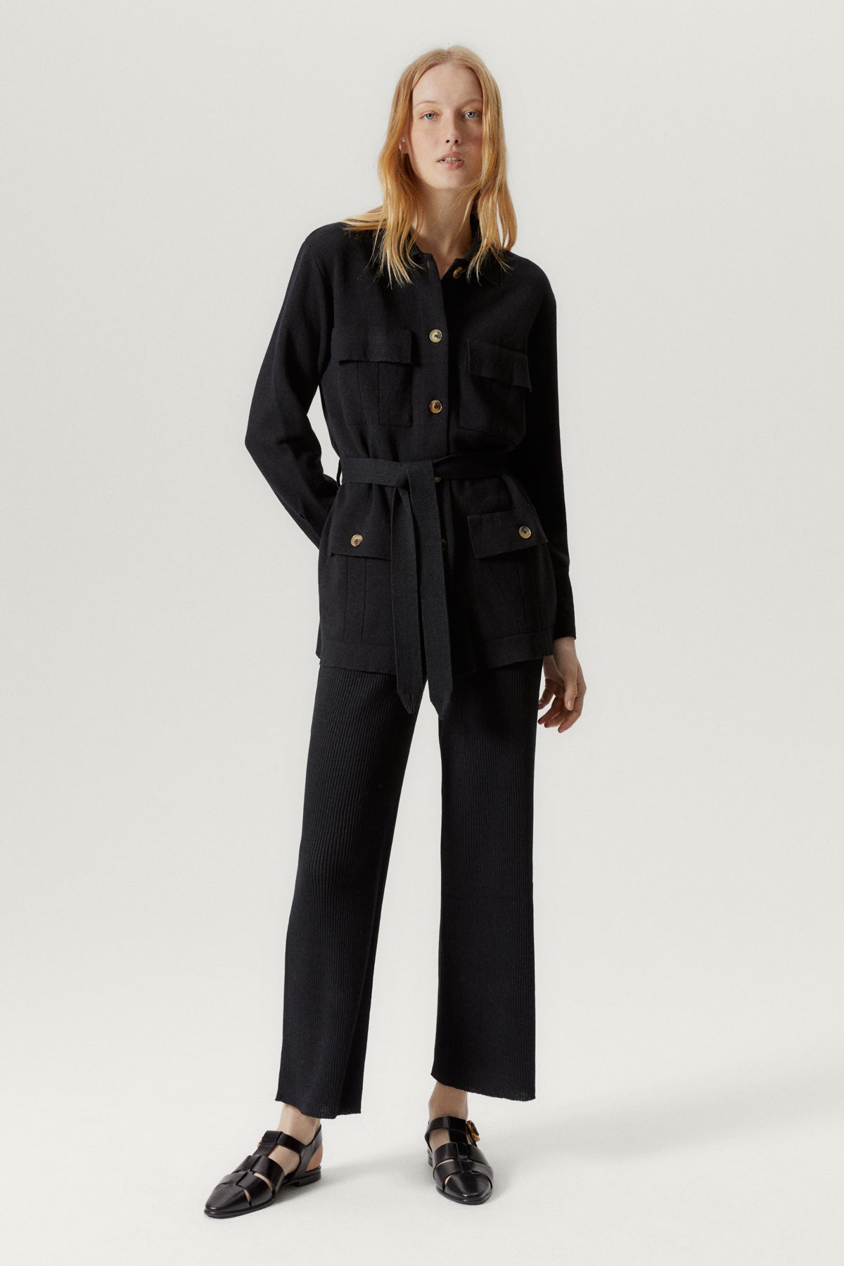 the linen cotton sahariana jacket black