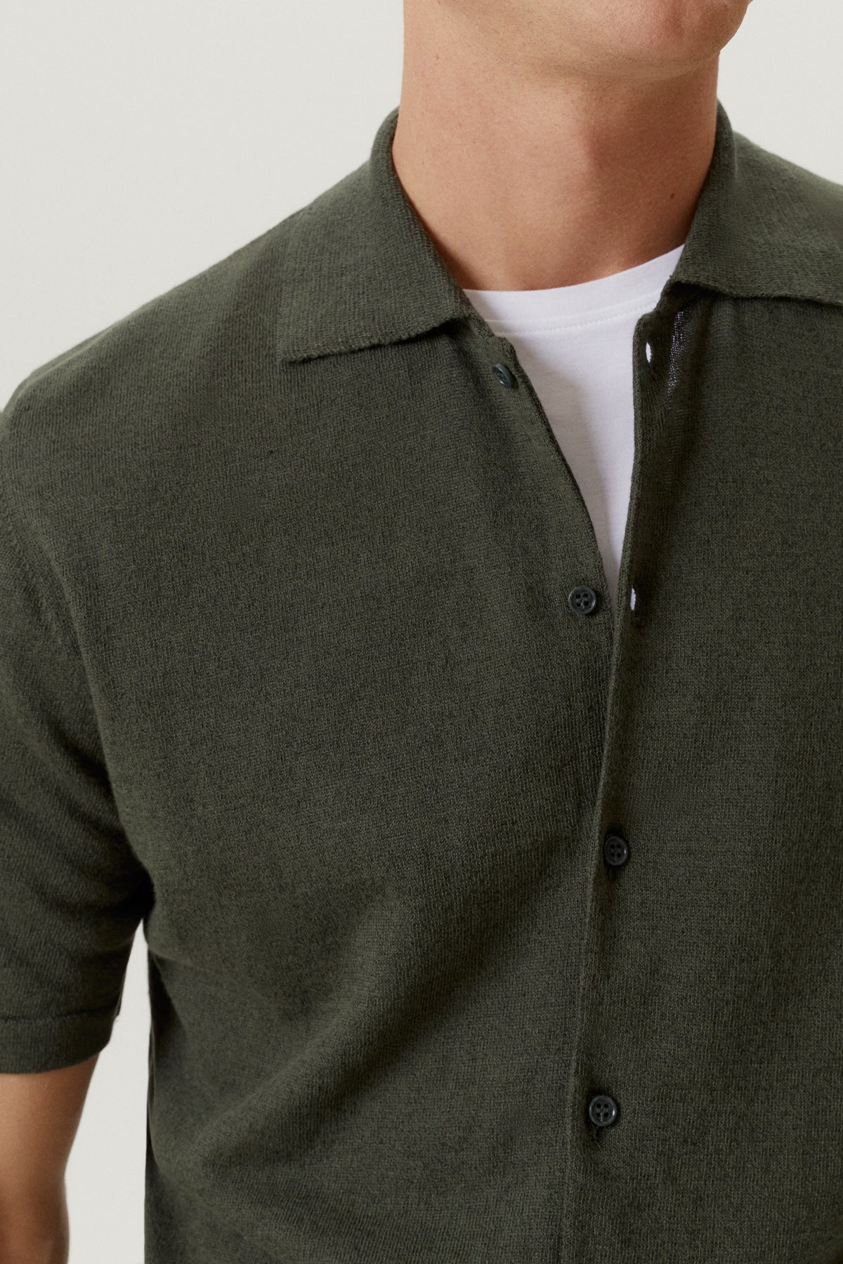 the linen cotton short sleeve shirt 2 military green