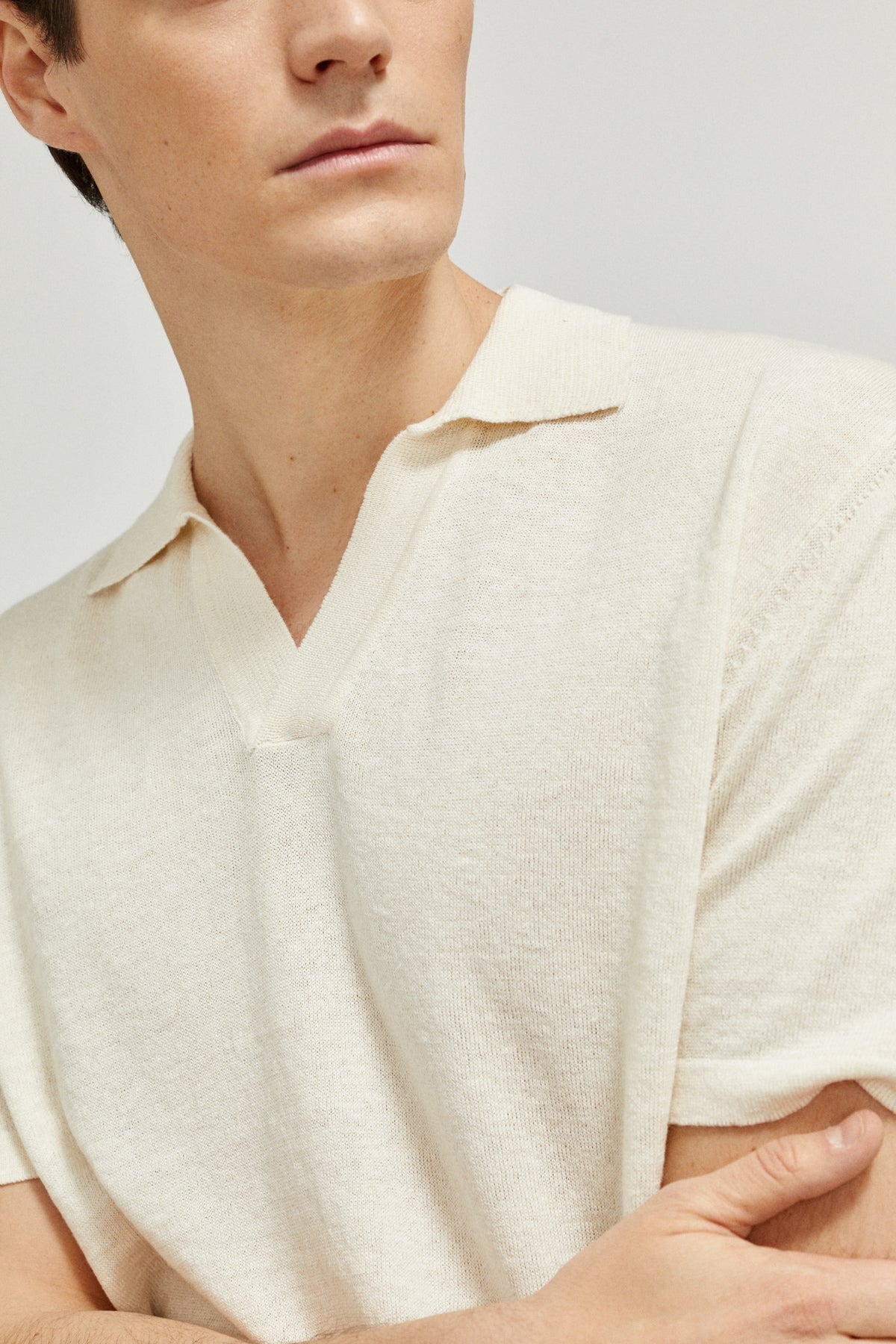 the linen cotton vintage polo imperfect version milk white