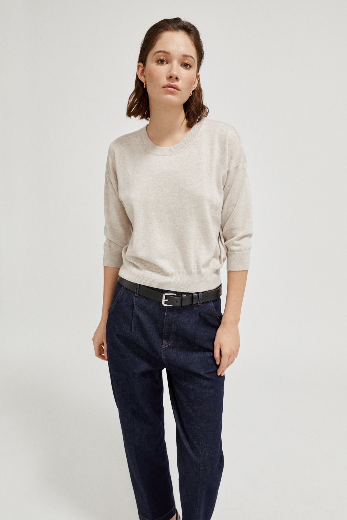 the merino wool boxy t shirt greige