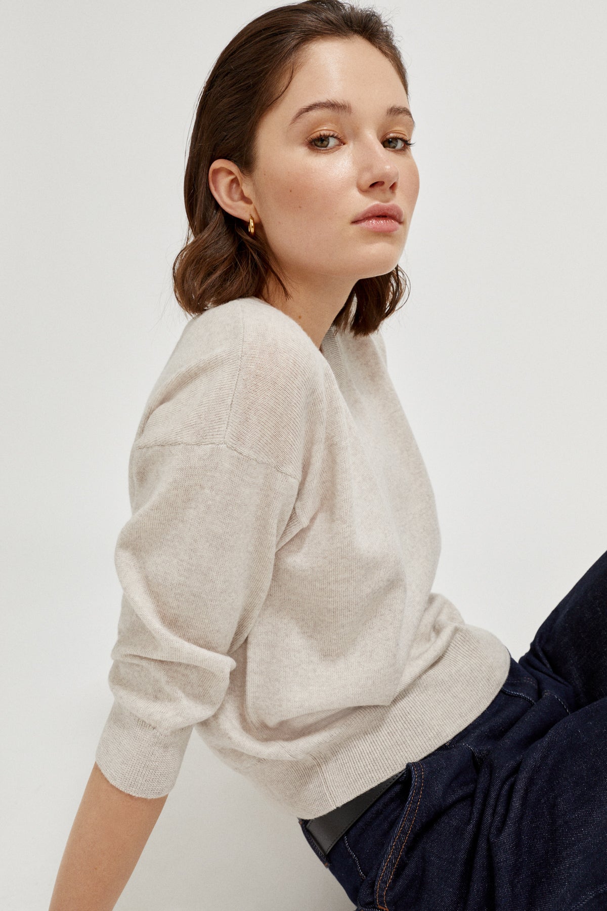 the merino wool boxy t shirt greige