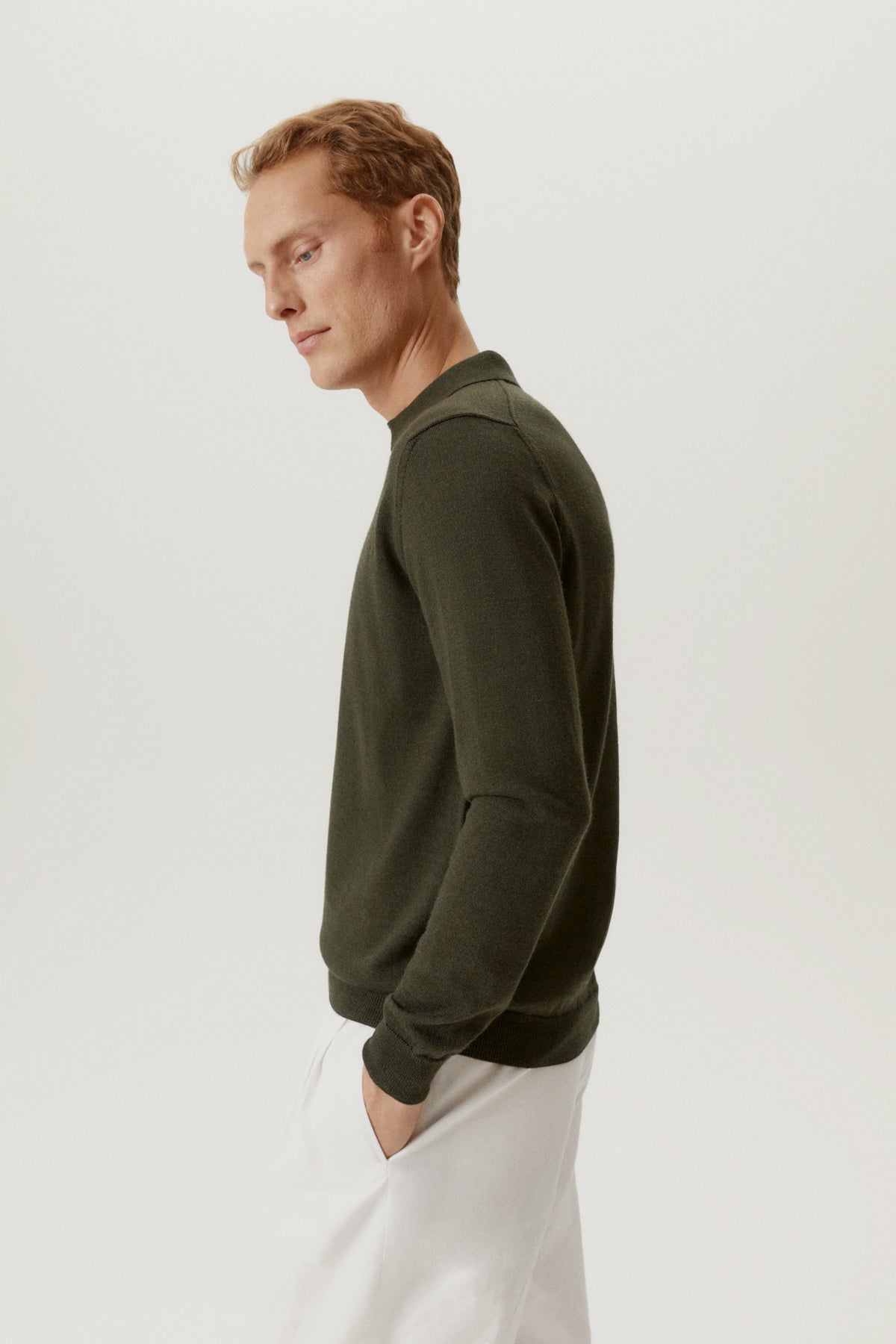the merino wool polo military green