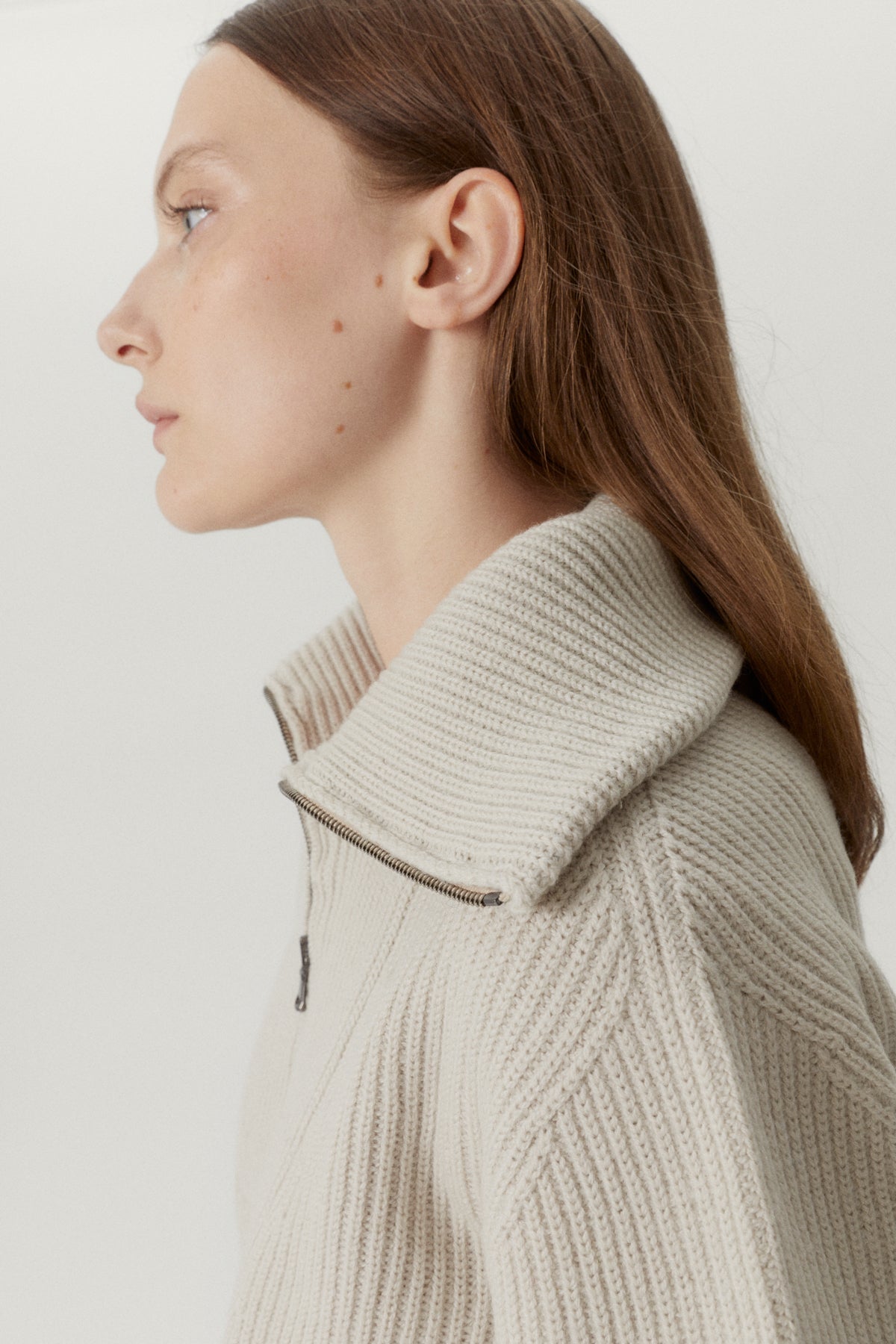 The Merino Wool Half-zip Sweater - pearl
