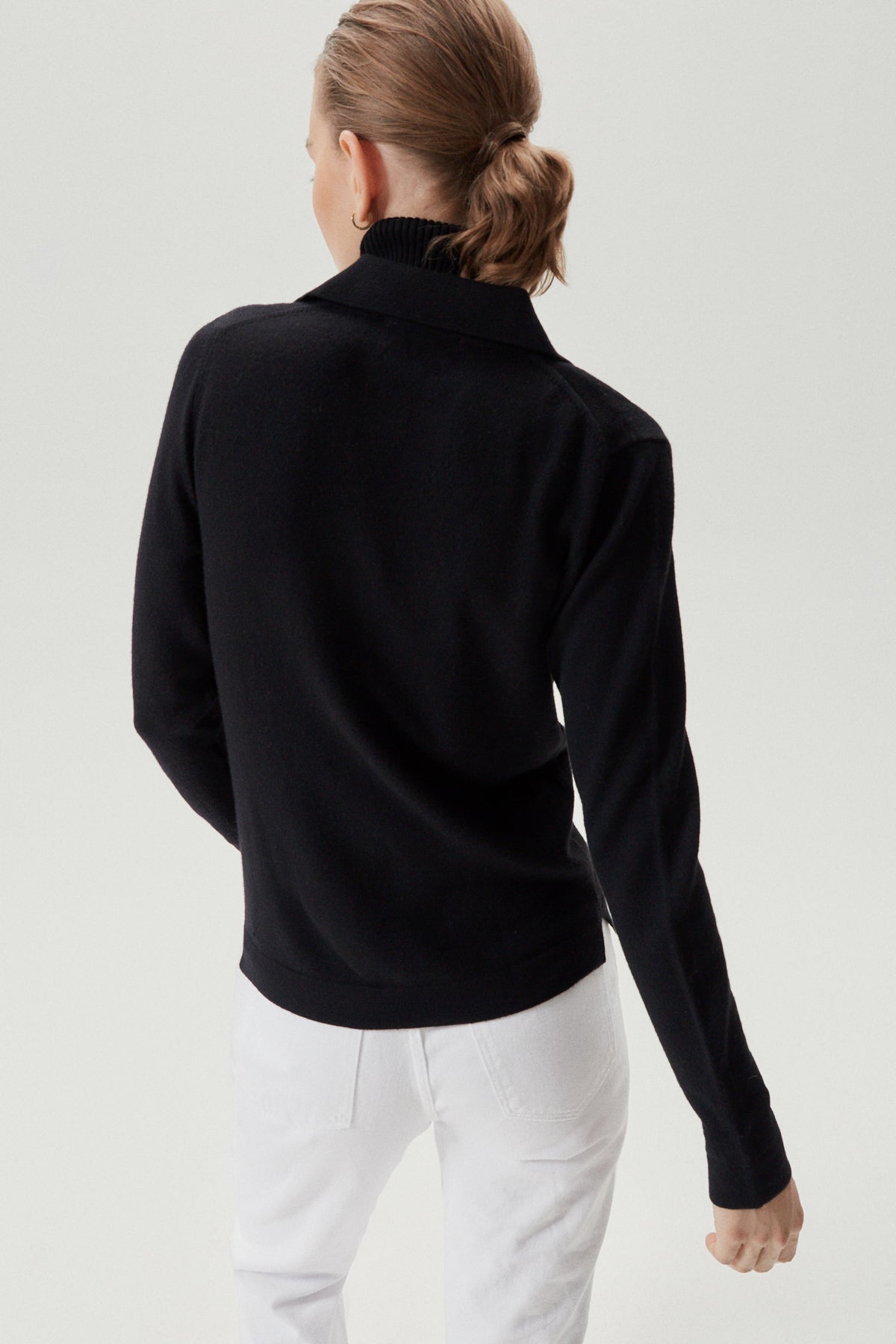 the merino wool knit polo black