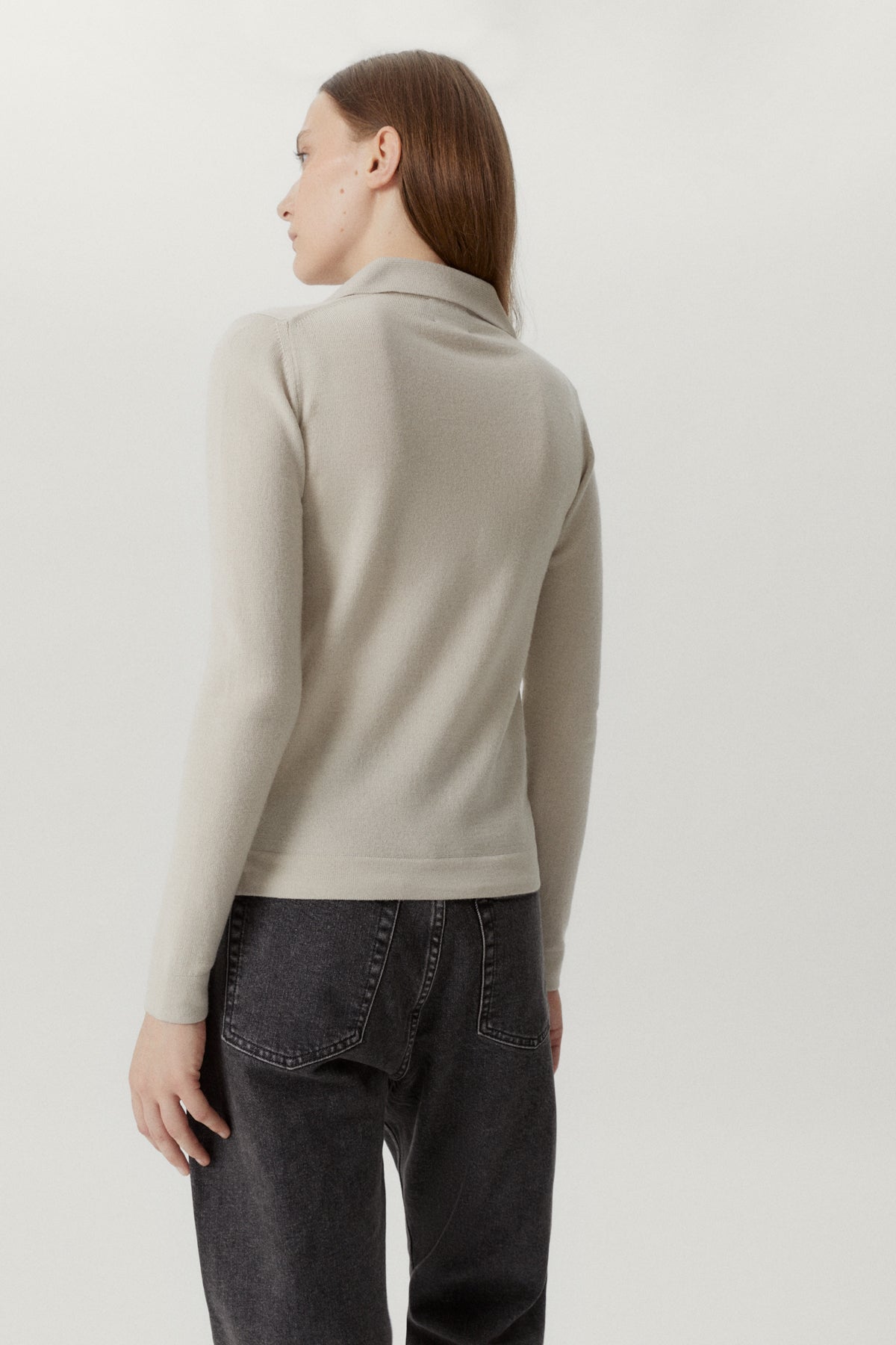 the merino wool knit polo pearl