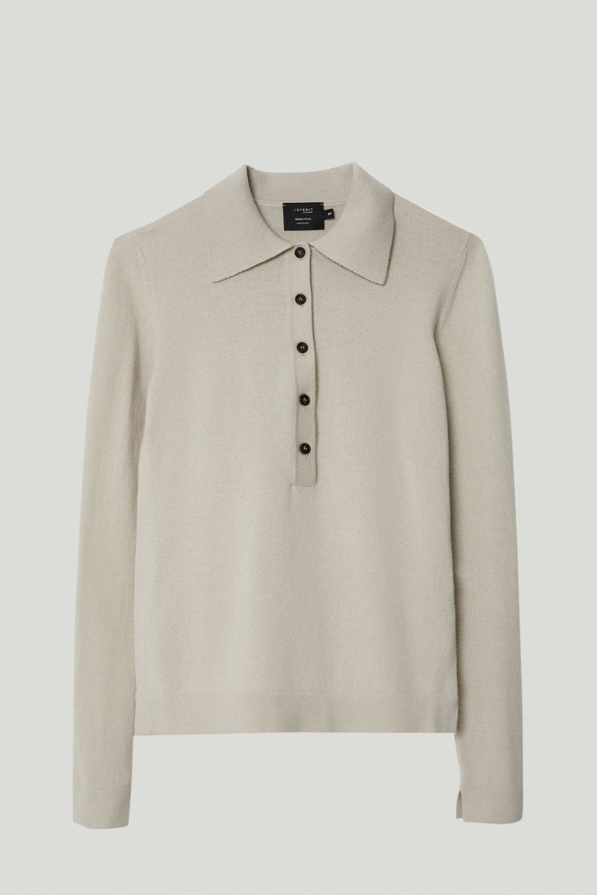 the merino wool knit polo pearl