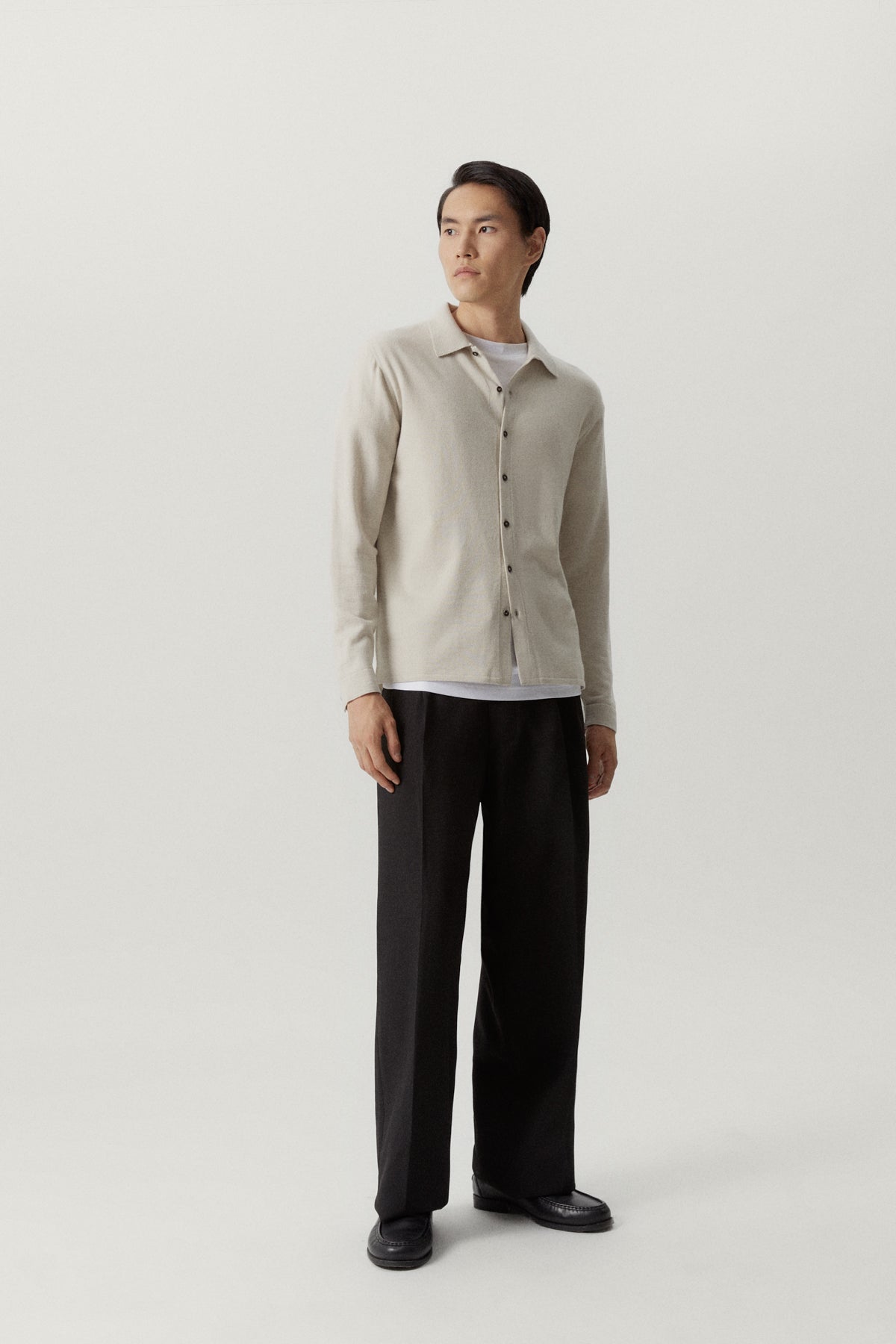 the merino wool knit shirt pearl