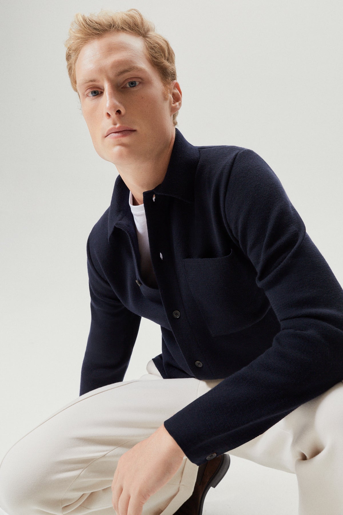 the merino wool overshirt oxford blue