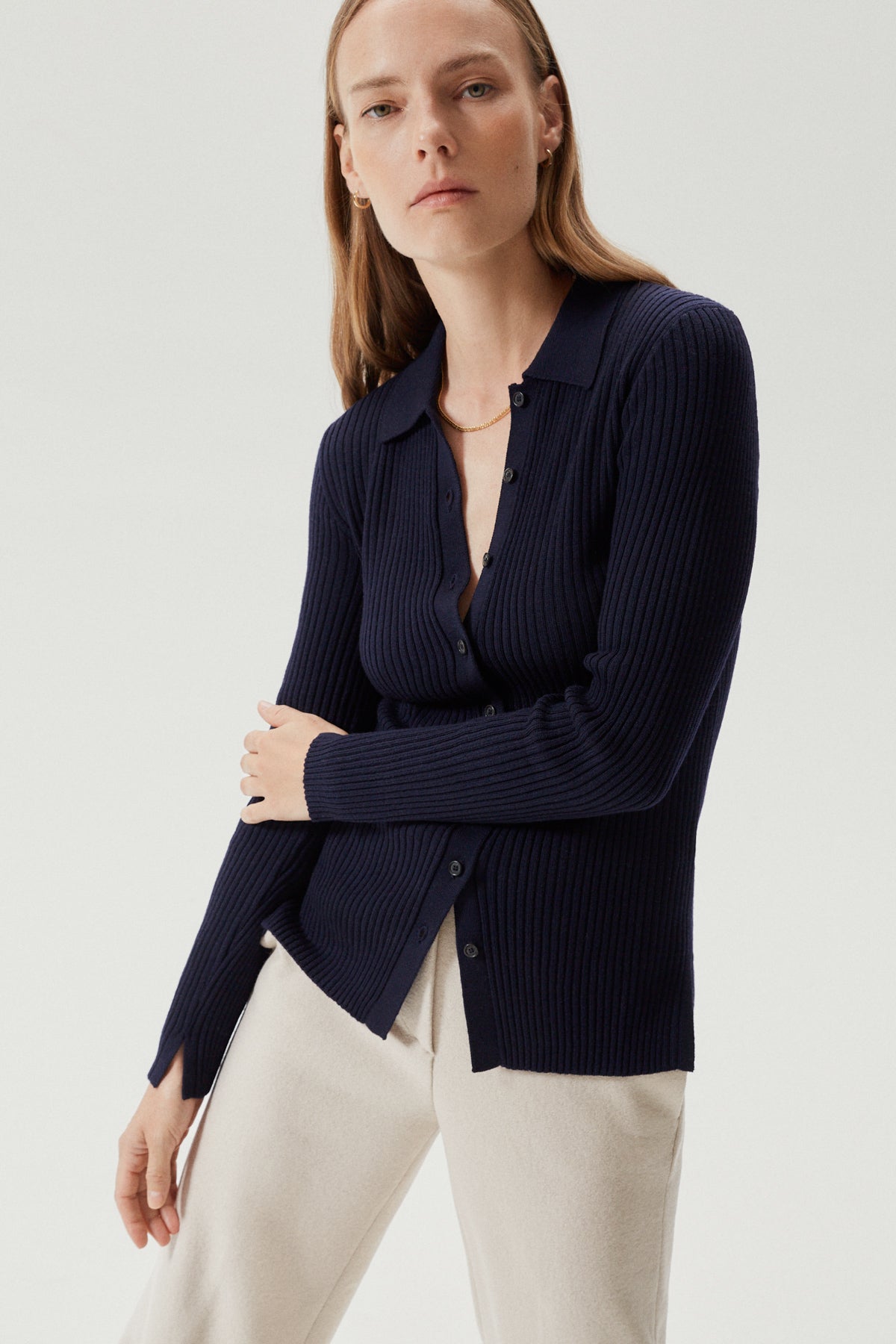 the merino wool ribbed shirt oxford blue