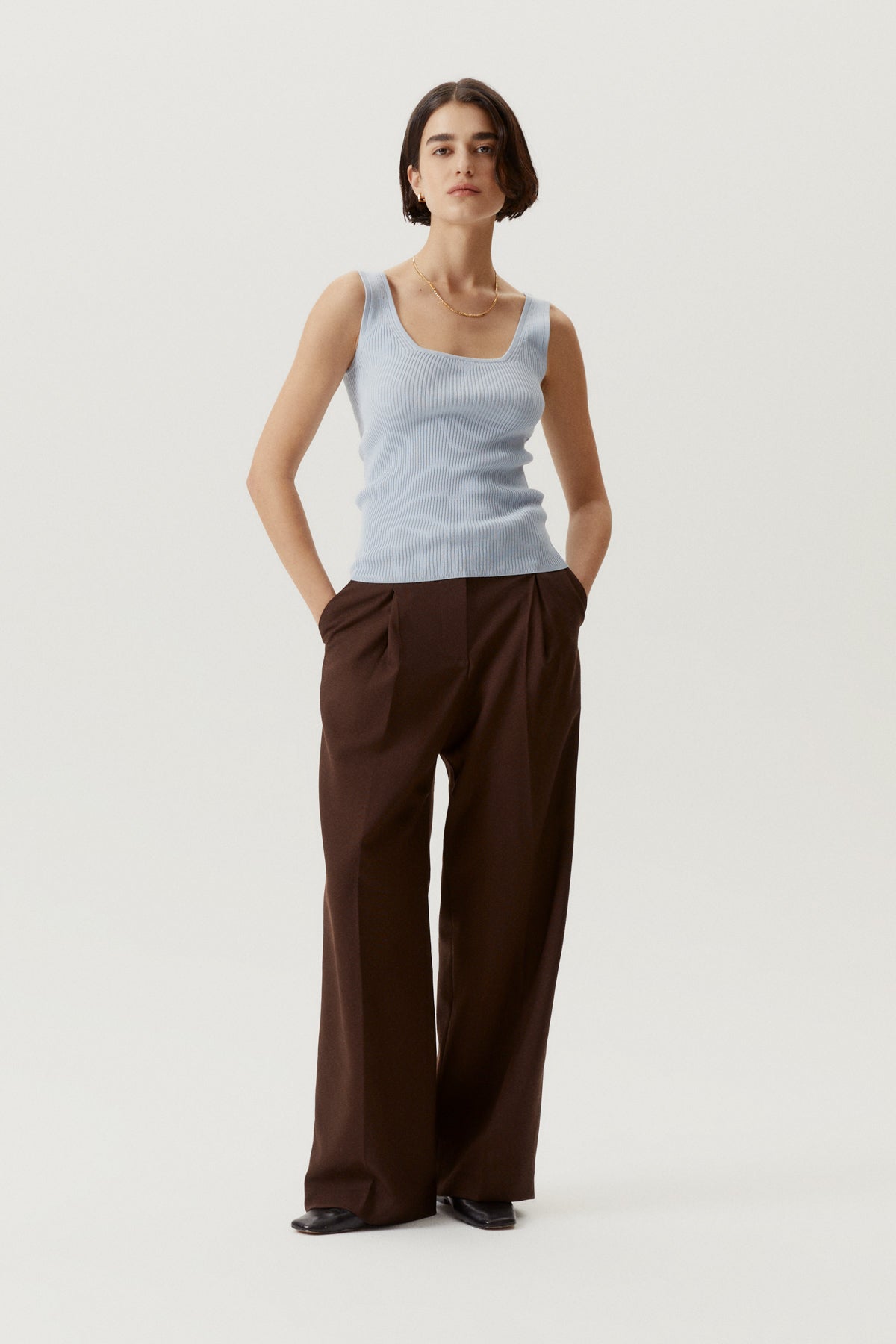 the organic cotton ribbed tank top baby blue
