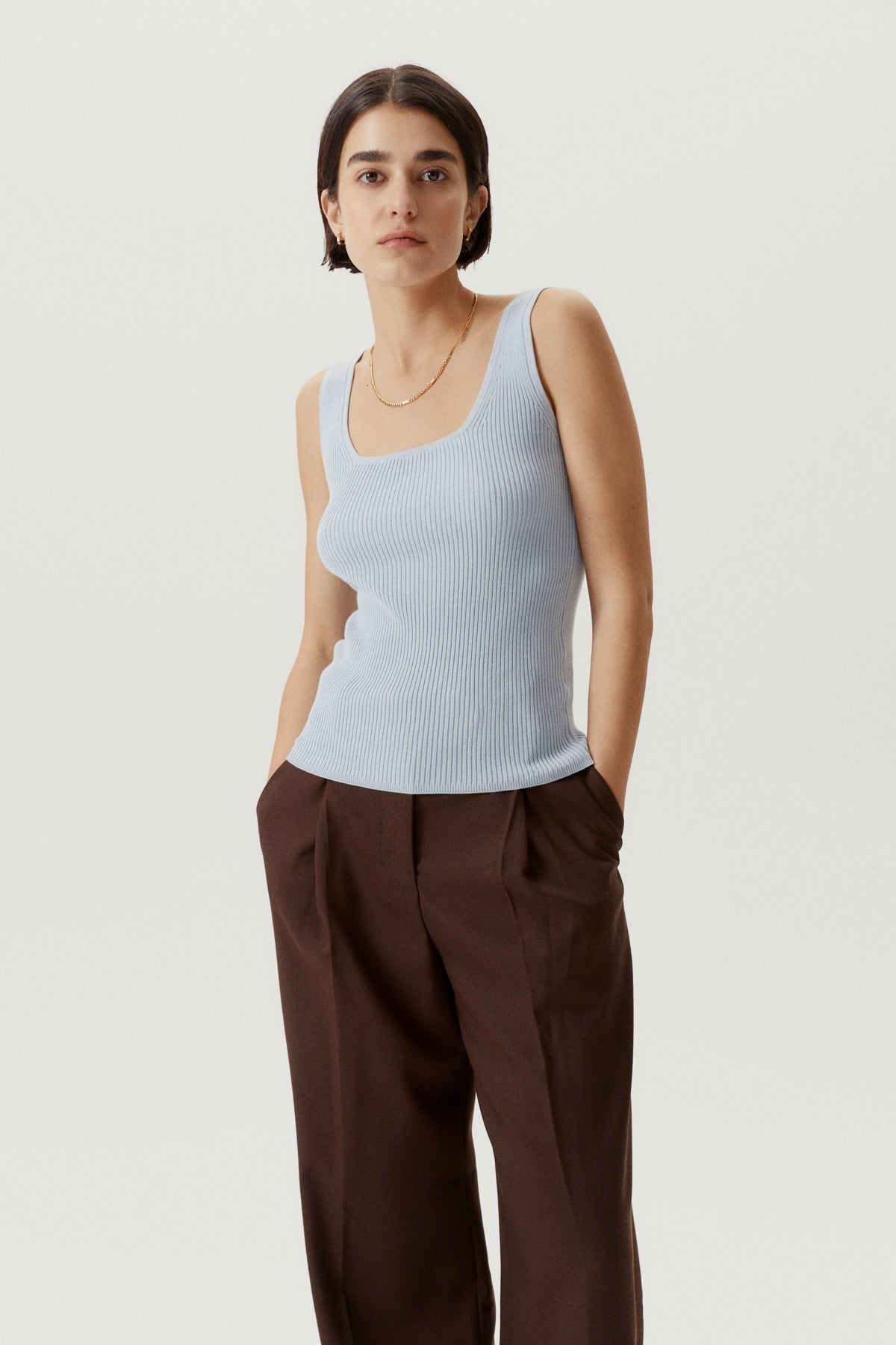 the organic cotton ribbed tank top baby blue