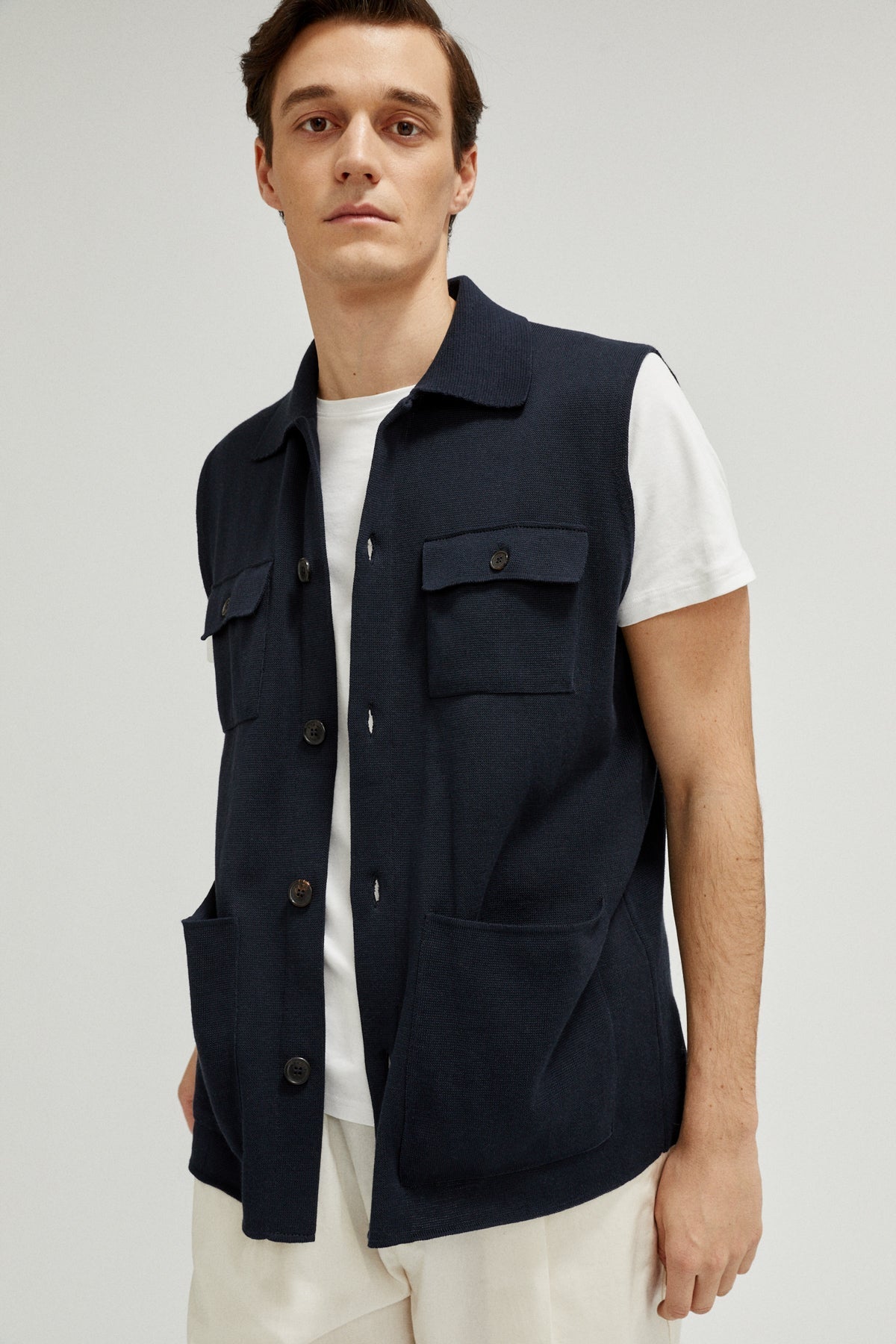 The Organic Cotton Vest blue