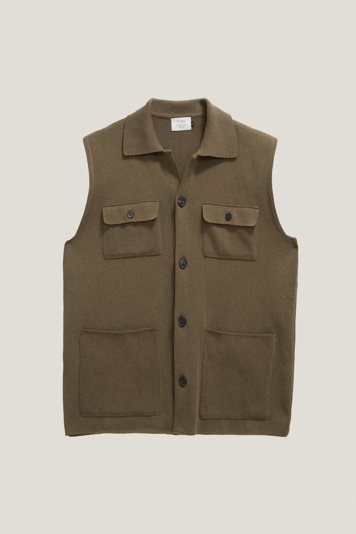 the organic cotton vest kaki green