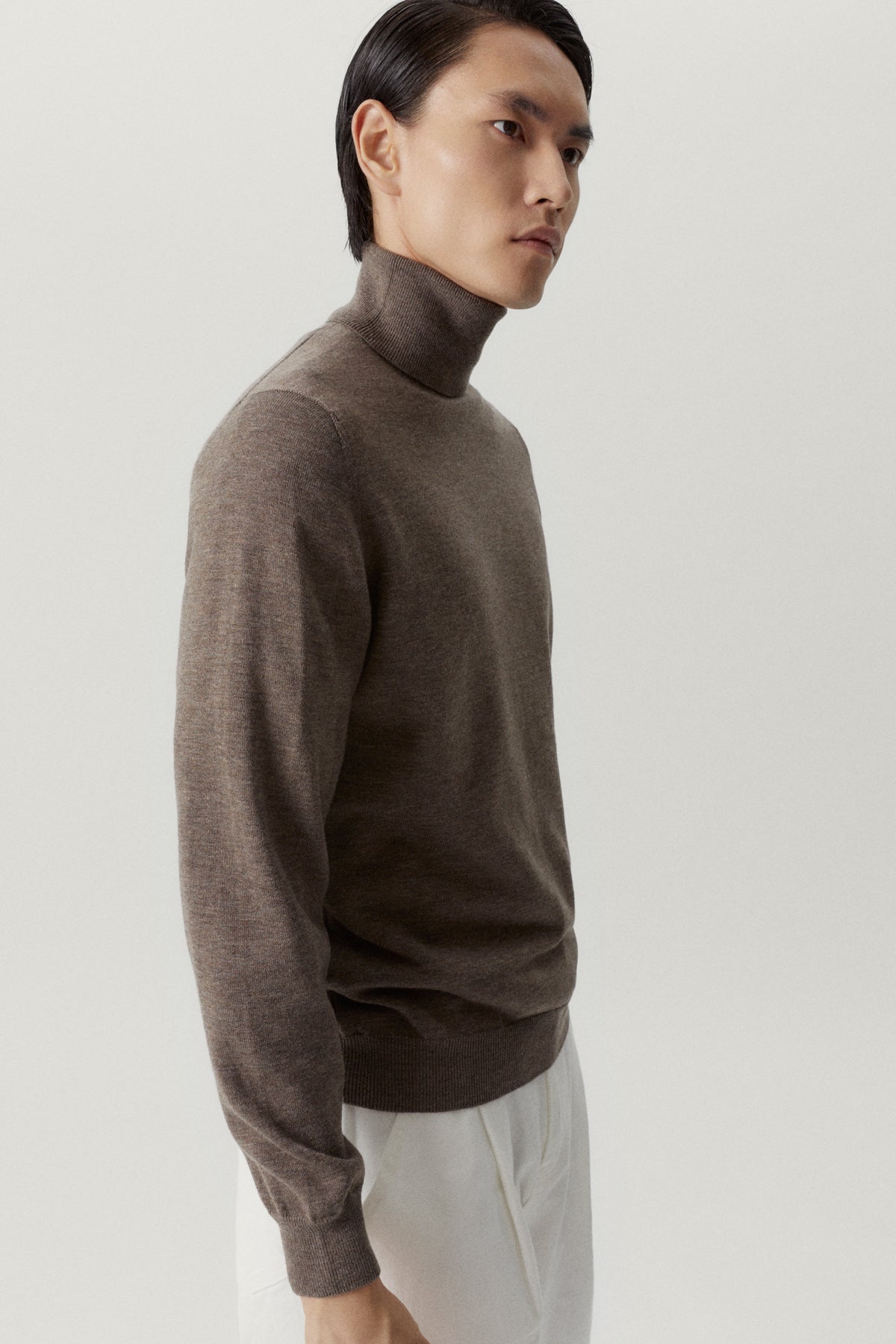 the ultrasoft roll neck sweater brown melange