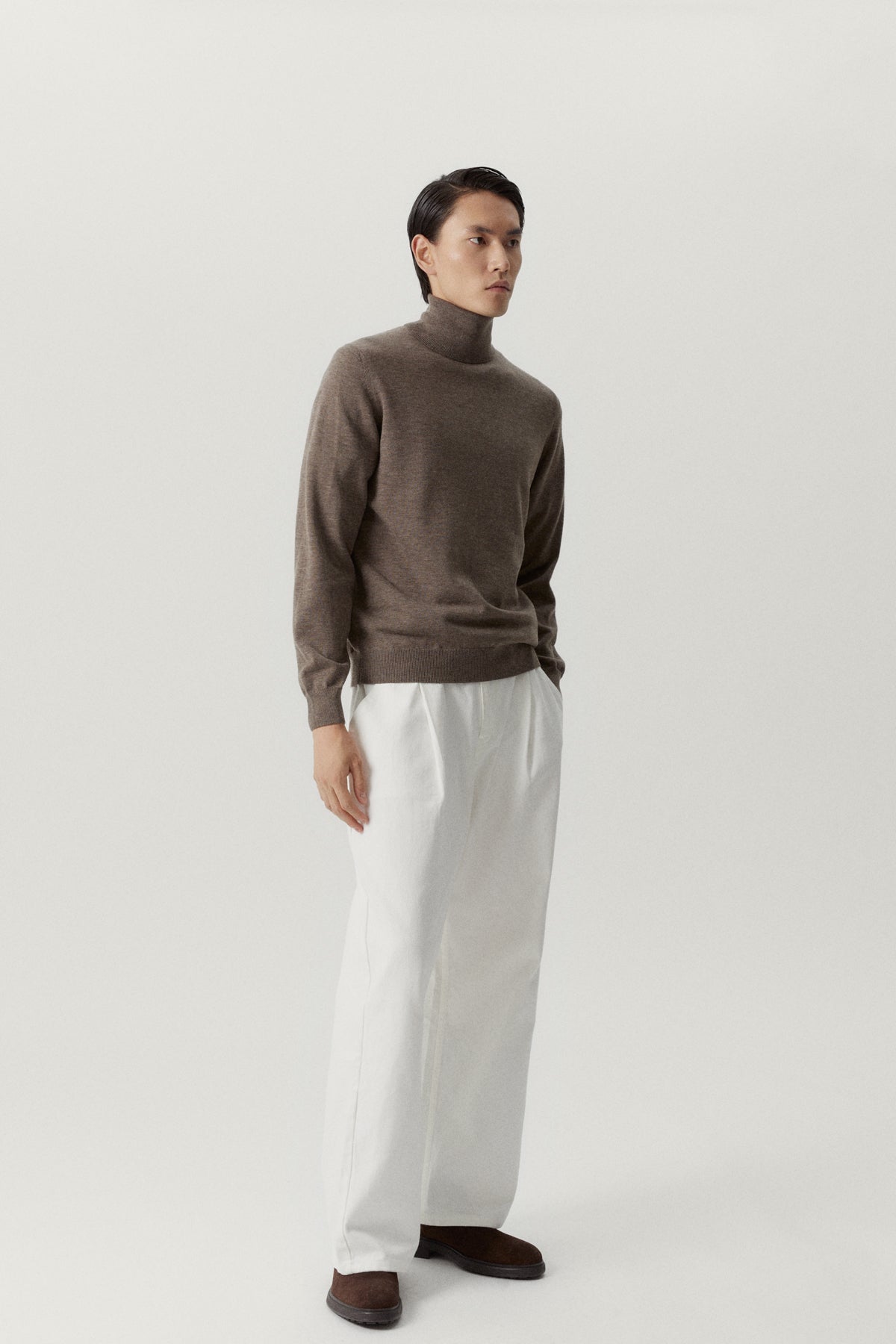 the ultrasoft roll neck sweater brown melange