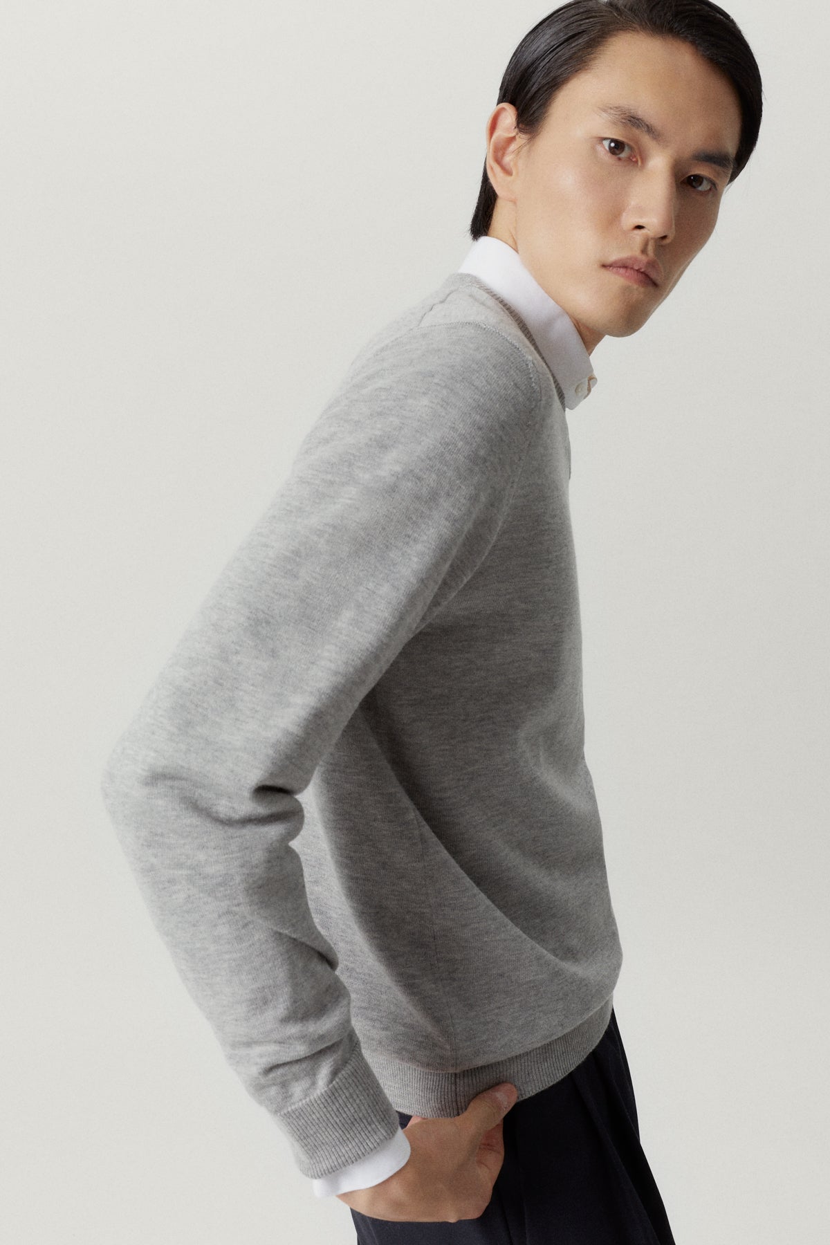the ultrasoft v neck sweater grey melange