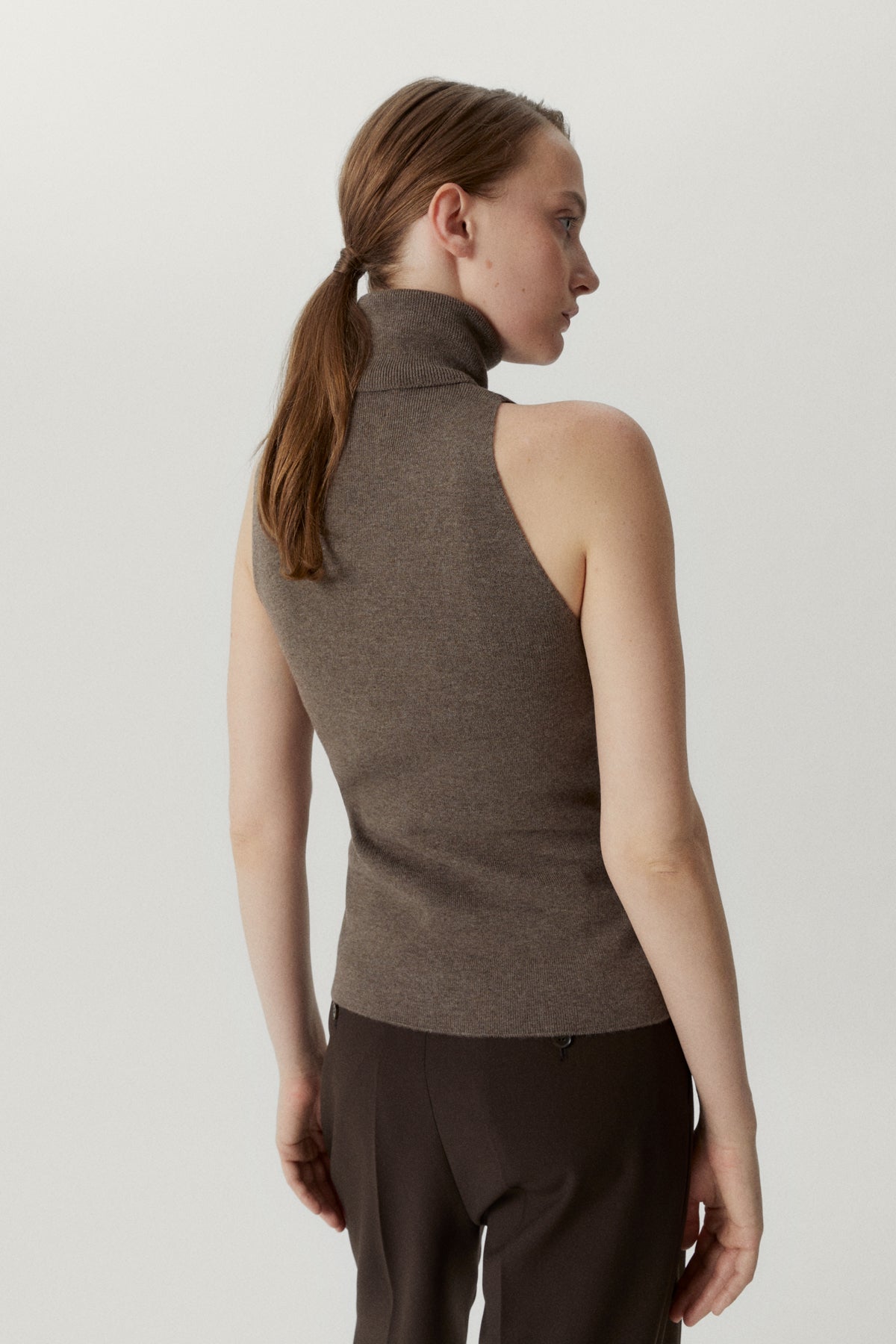 the ultrasoft wool a line top brown melange