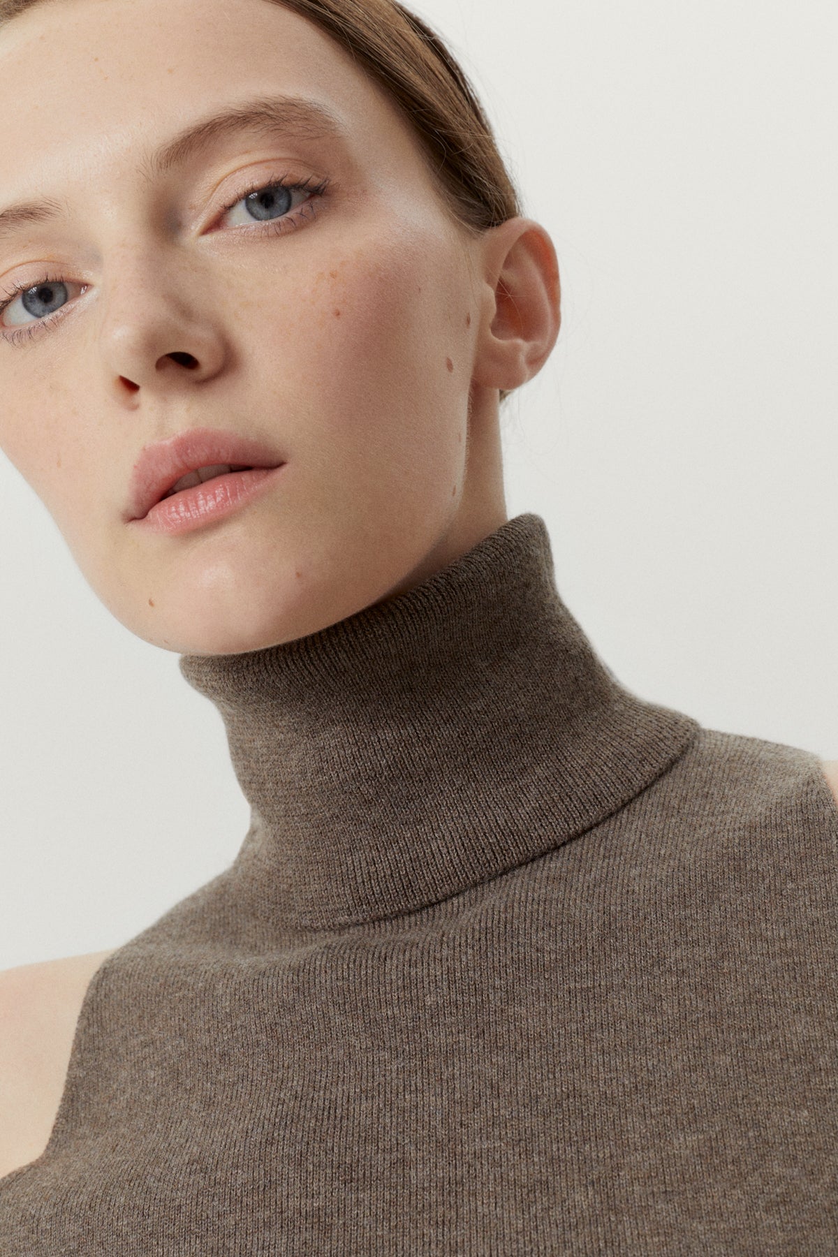 the ultrasoft wool a line top brown melange