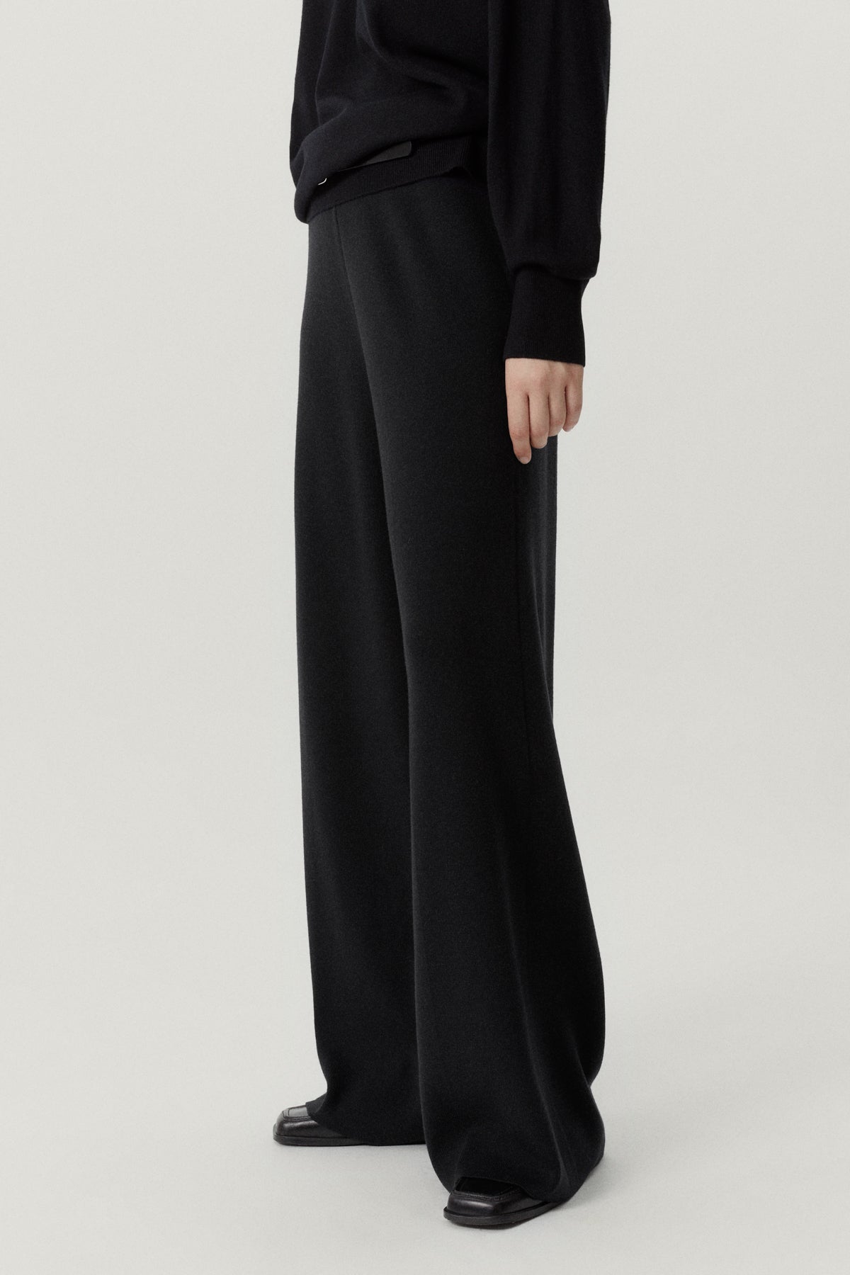 the ultrasoft wool palazzo pants black