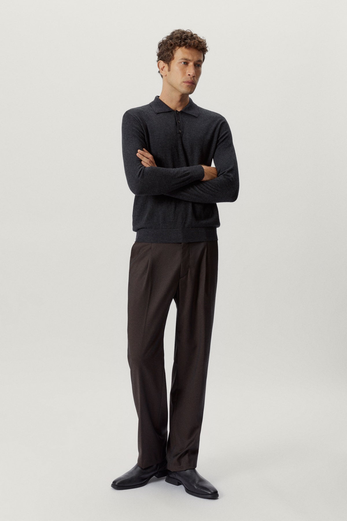 the ultrasoft wool polo anthracite melange