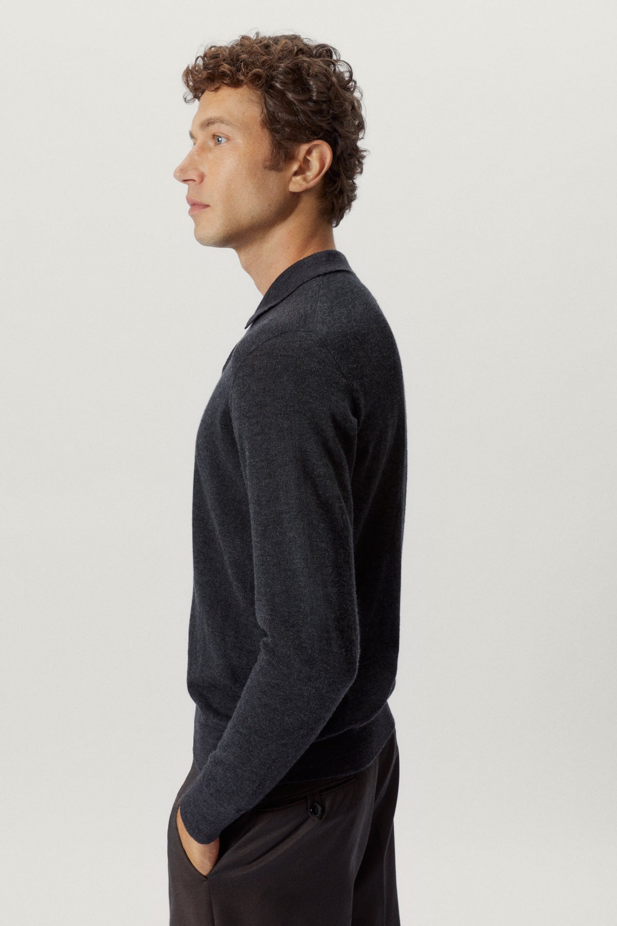 the ultrasoft wool polo anthracite melange