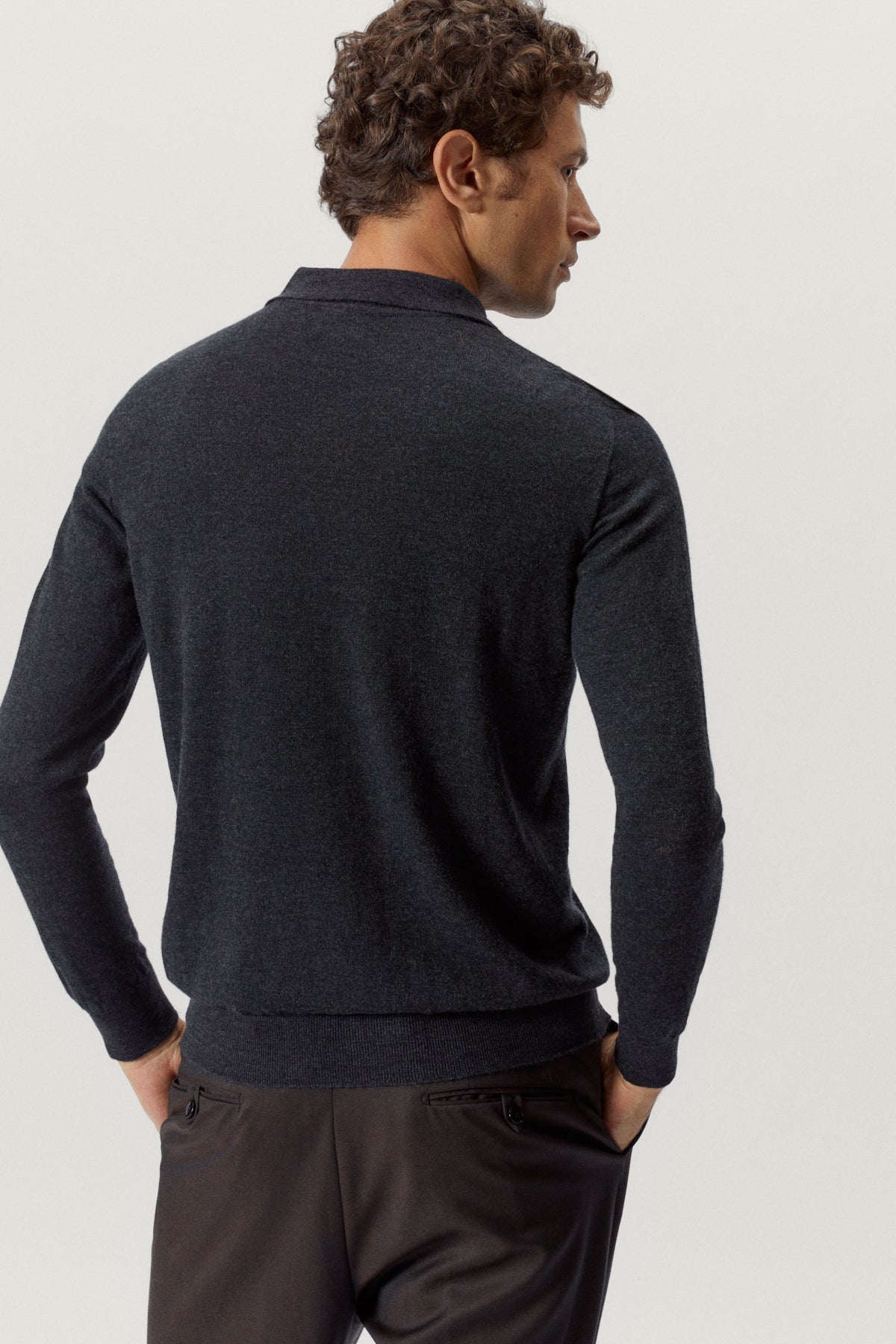 the ultrasoft wool polo anthracite melange