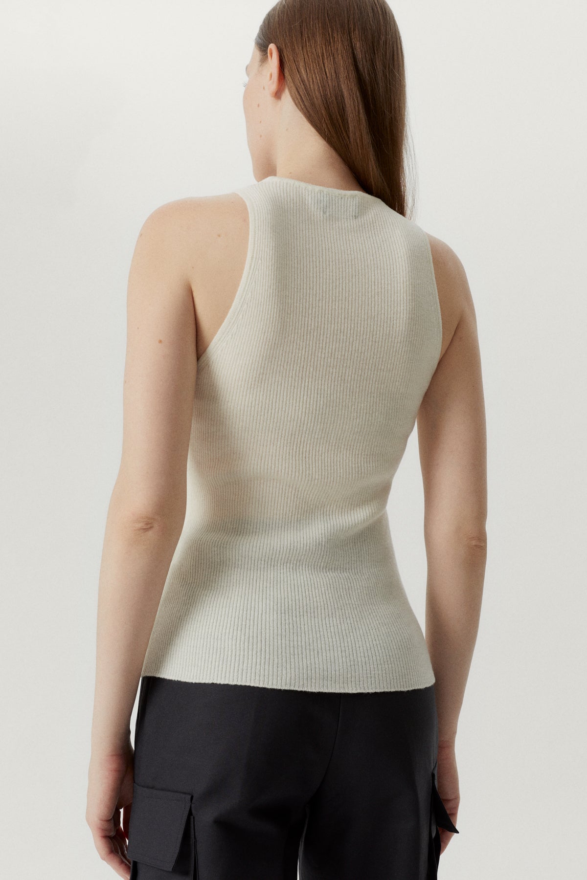 the ultrasoft wool ribbed tank top natural white