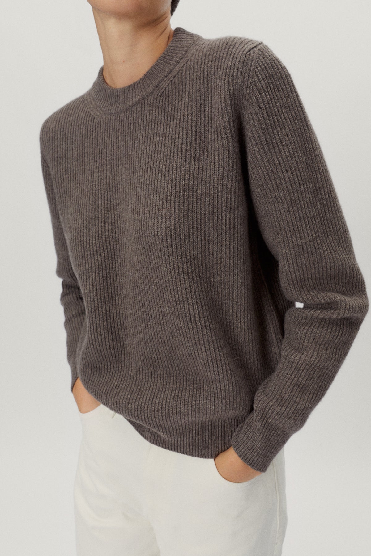 the woolen perkins sweater taupe