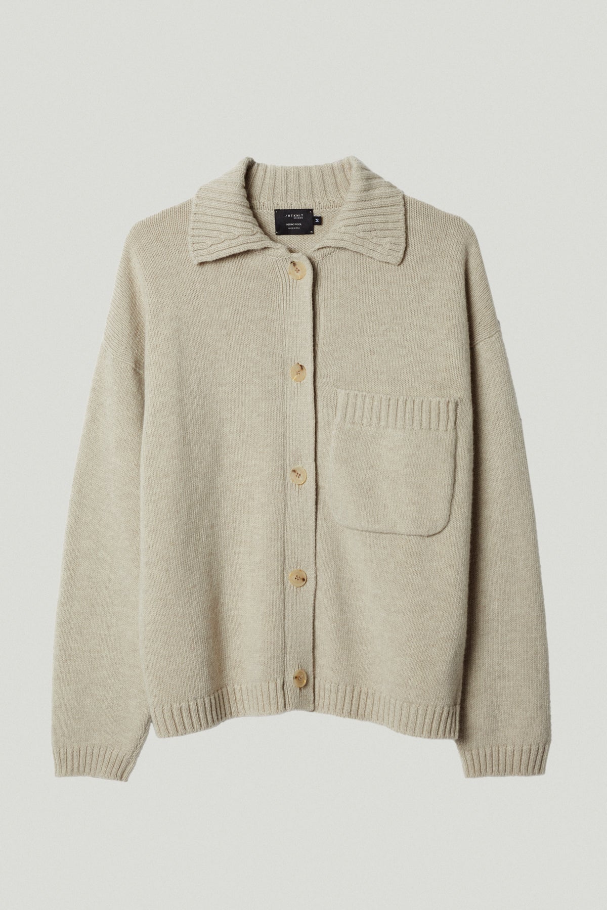 the woolen polo collar jacket ecru