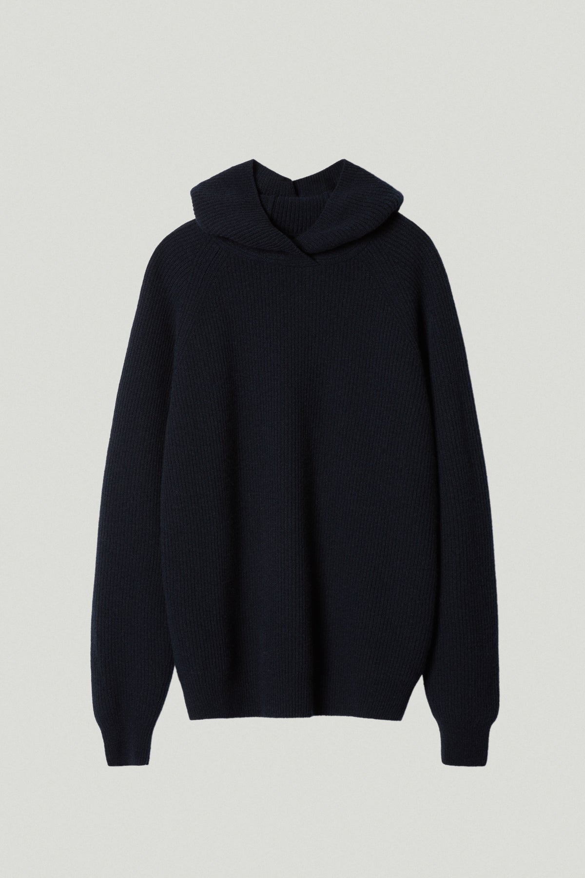 the woolen ribbed hoodie sweater blue navy