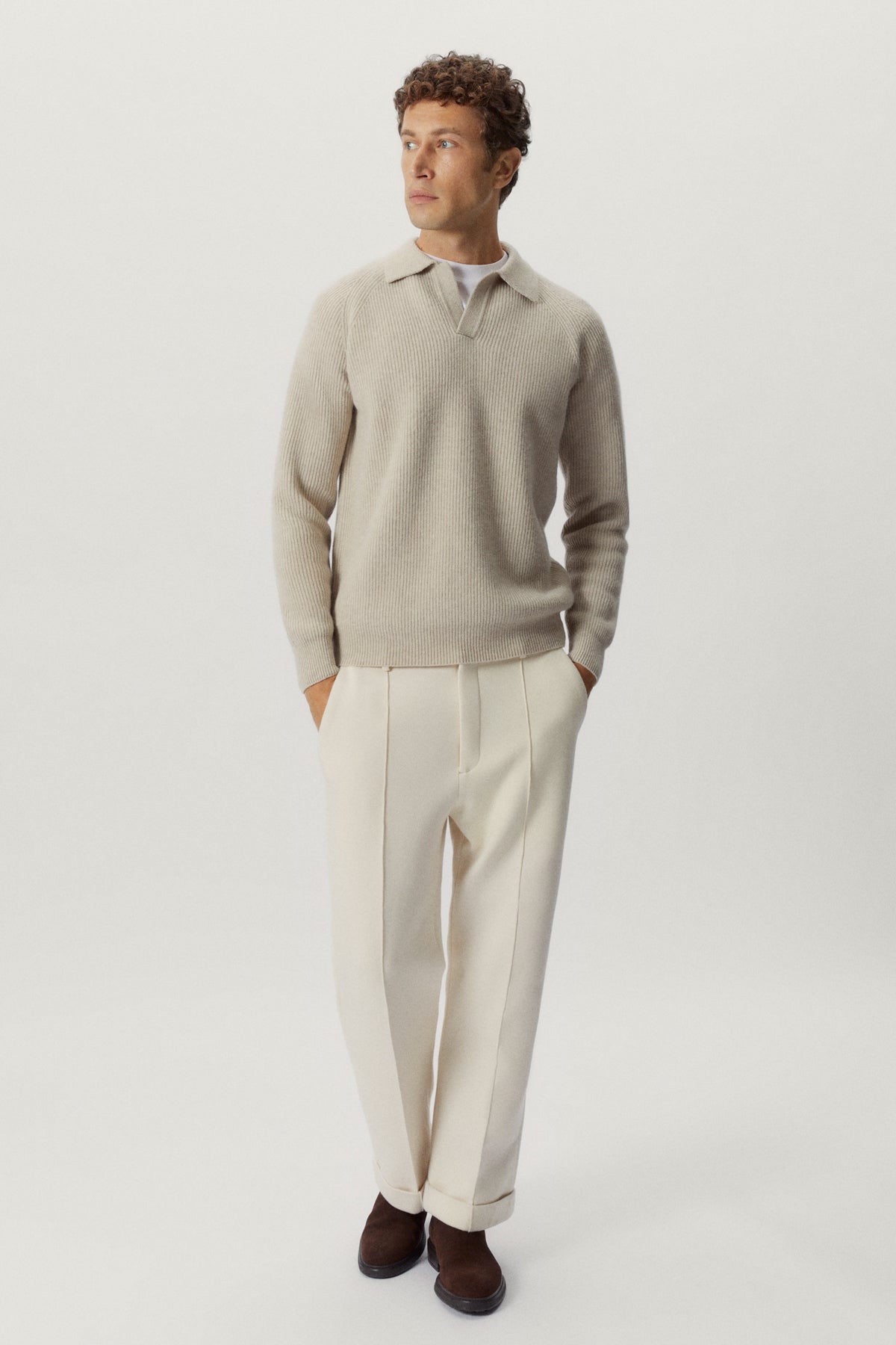 the woolen ribbed polo ecru