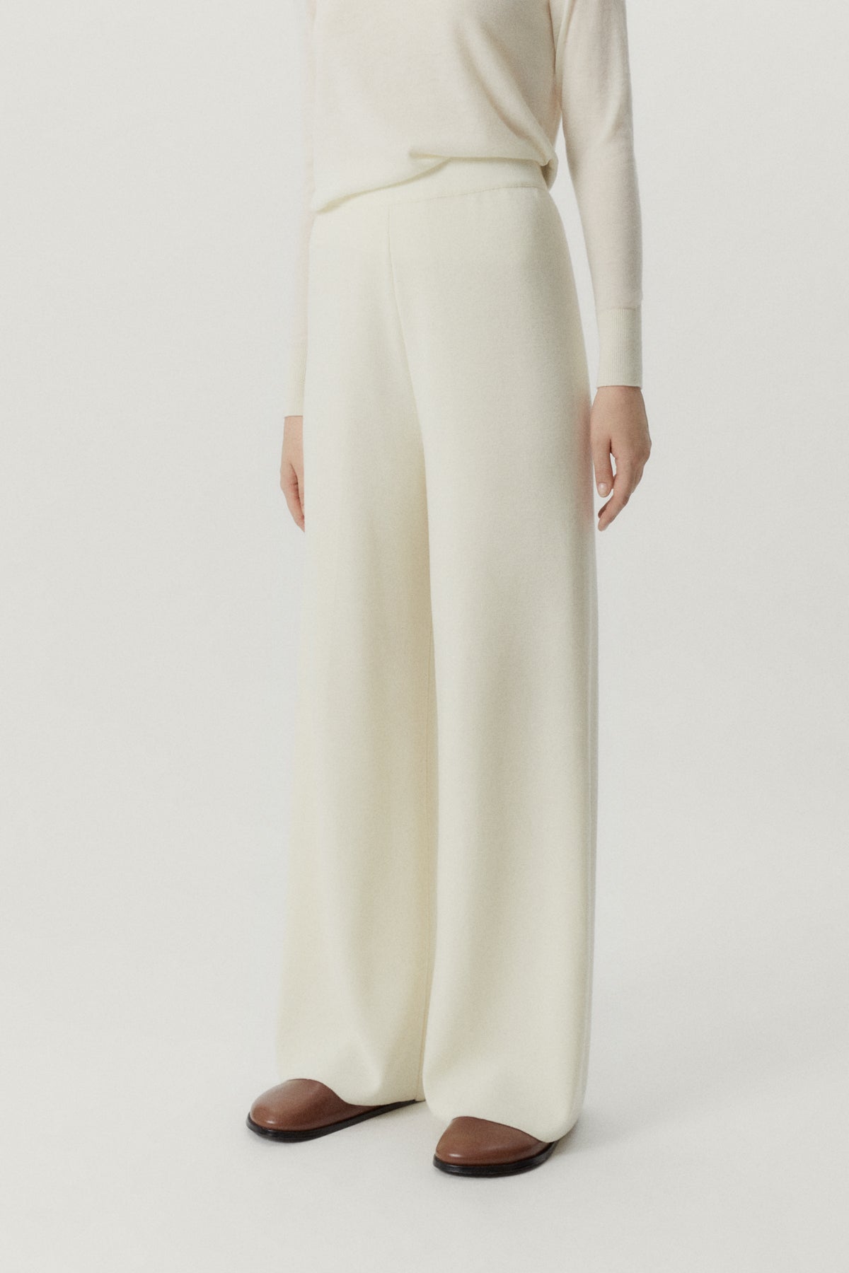 the ultrasoft wool palazzo pants natural white